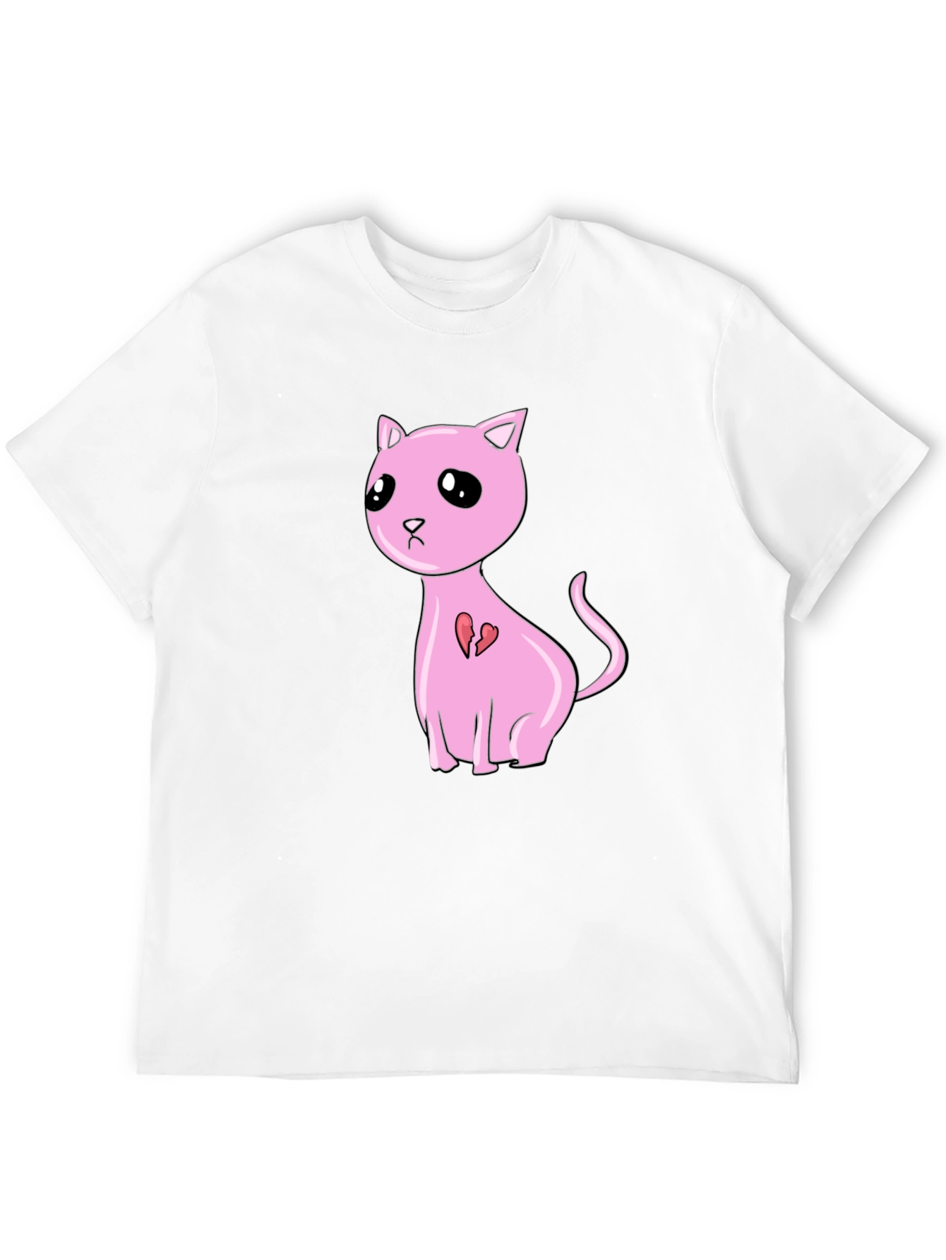Pink Broken Heart Cat T-Shirt - Unisex Style