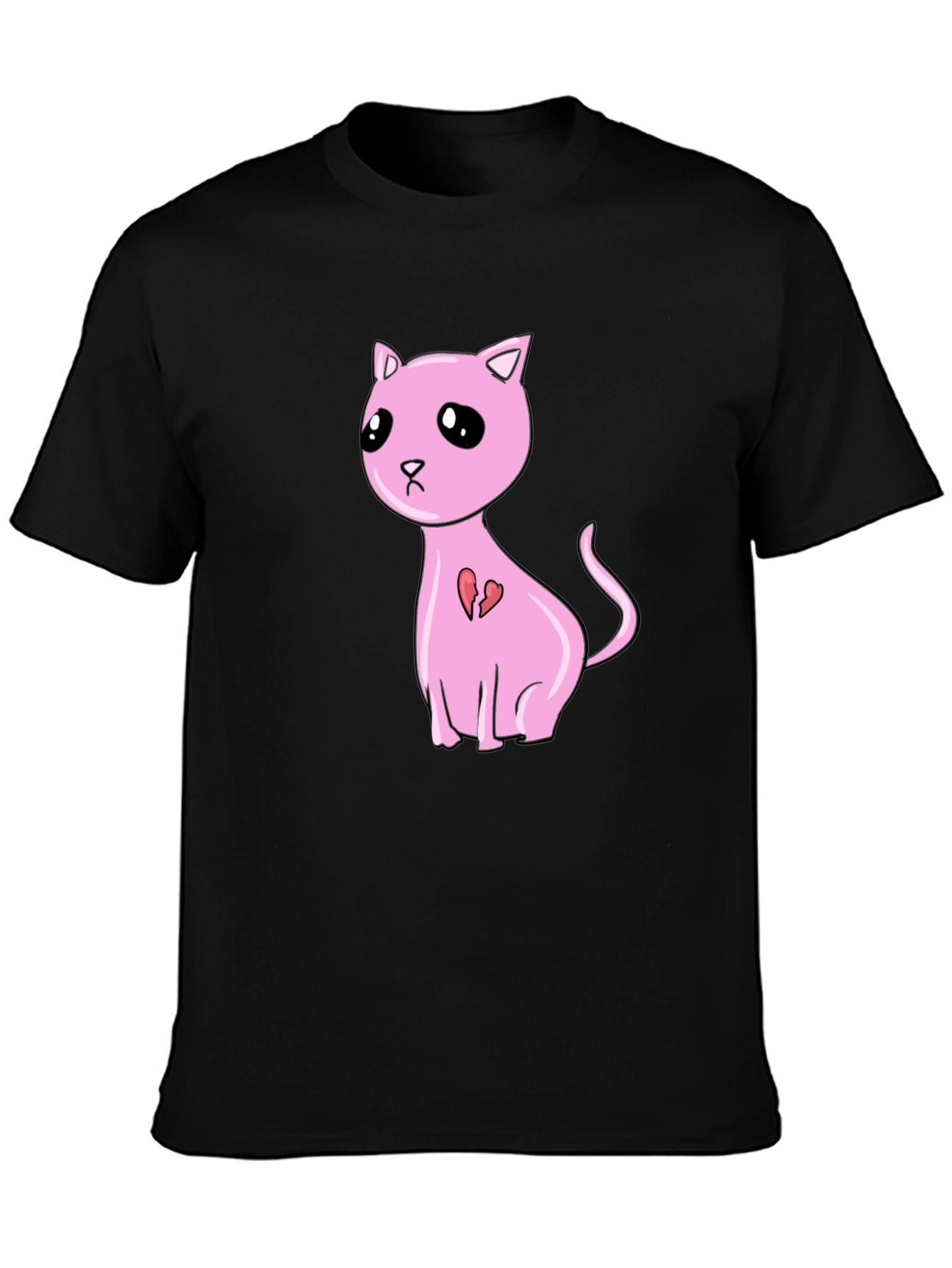 Pink Broken Heart Cat T-Shirt - Unisex Style