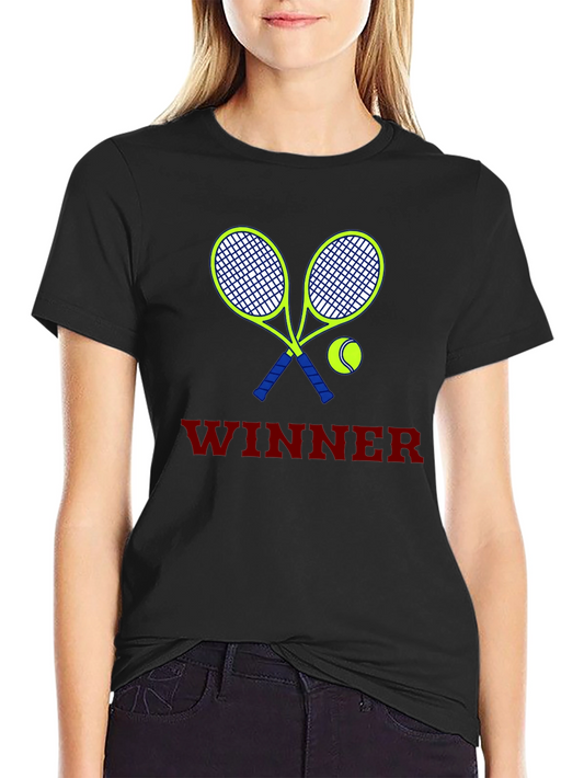 Tennis Winner Graphic Tee - Black Unisex T-Shirt