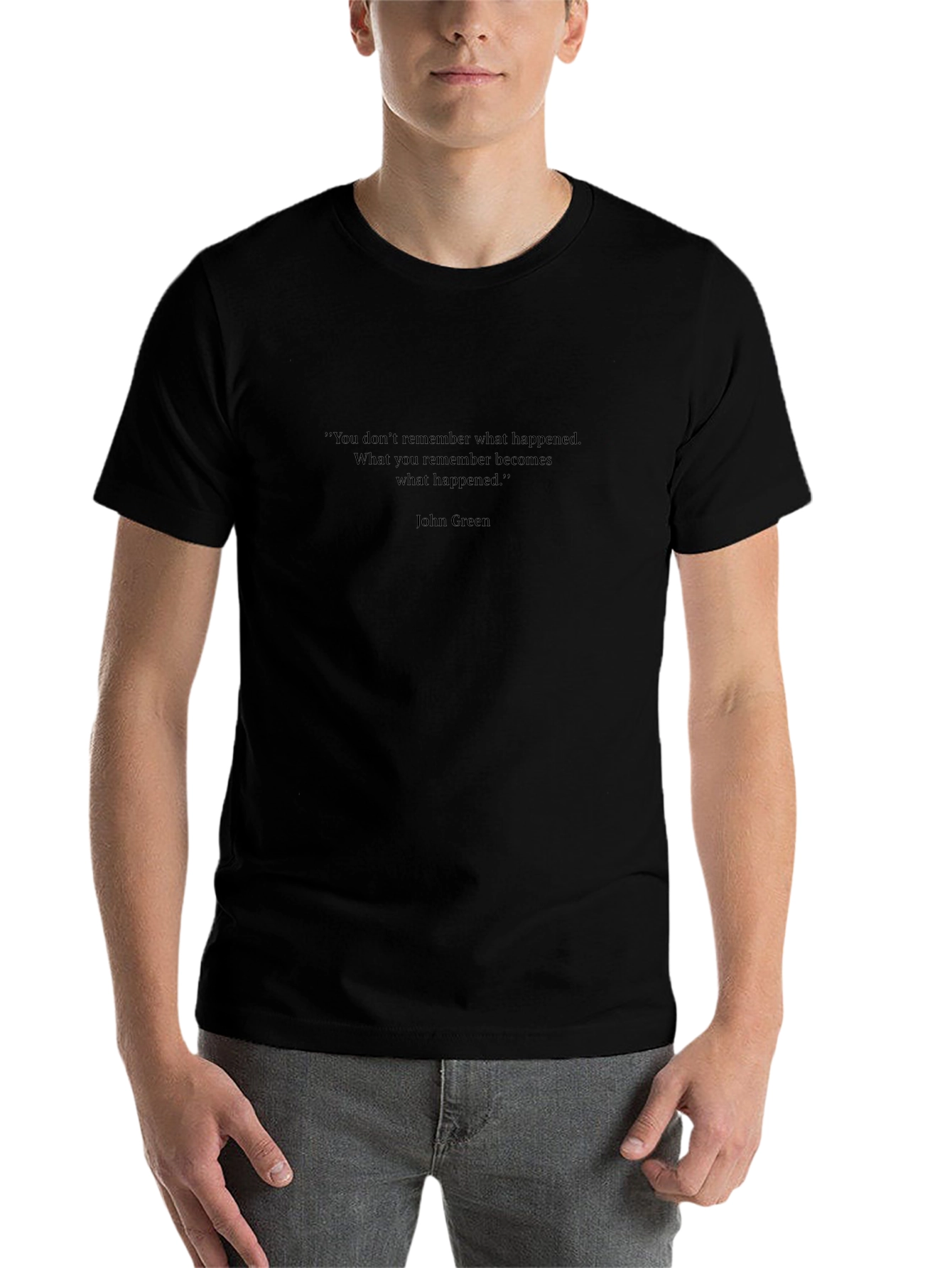 Mens Black T-Shirt with Quote from John Green