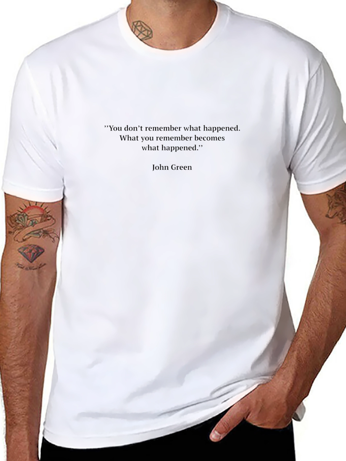Mens Black T-Shirt with Quote from John Green