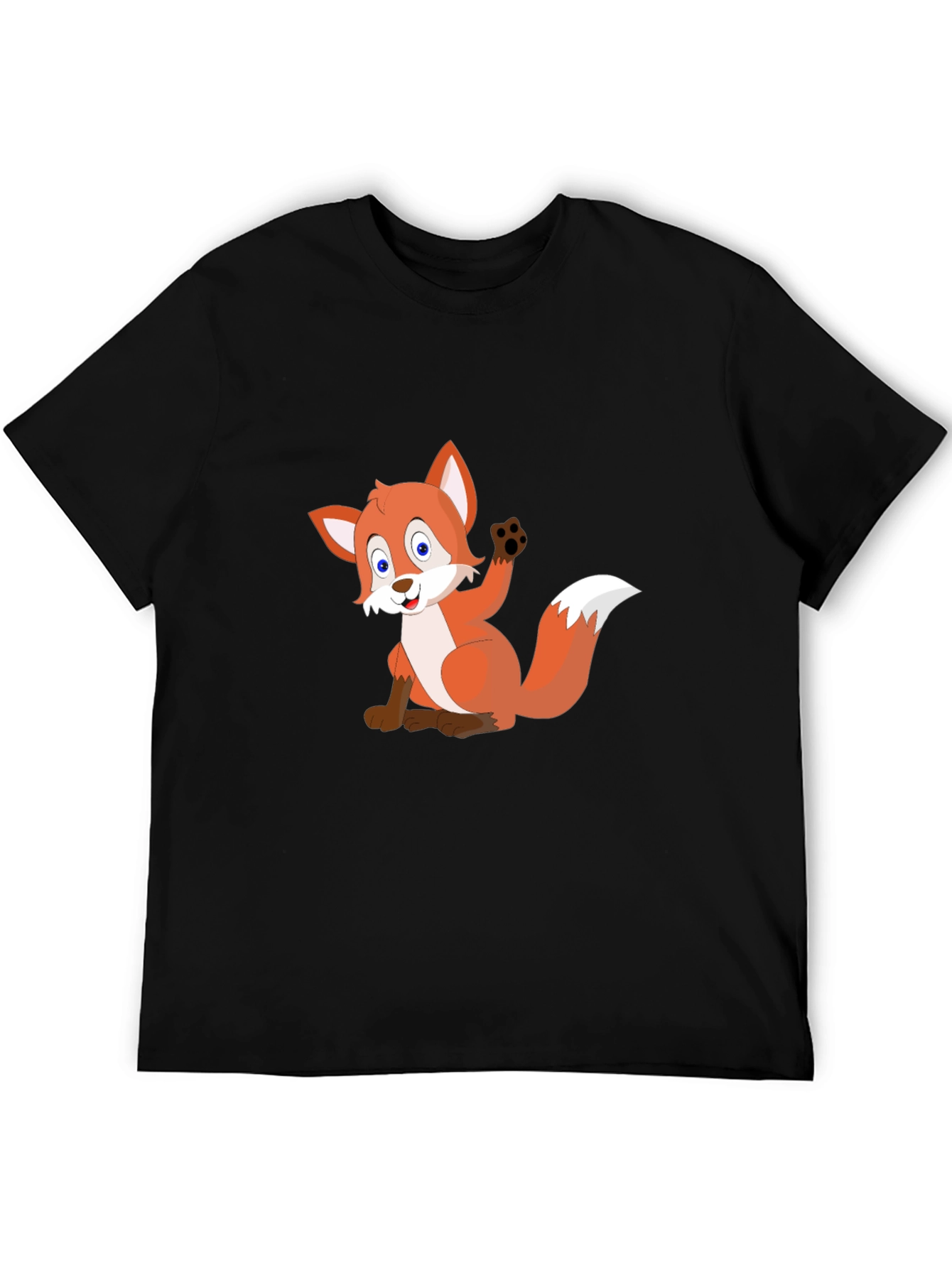 Cartoon Fox Black T-Shirt