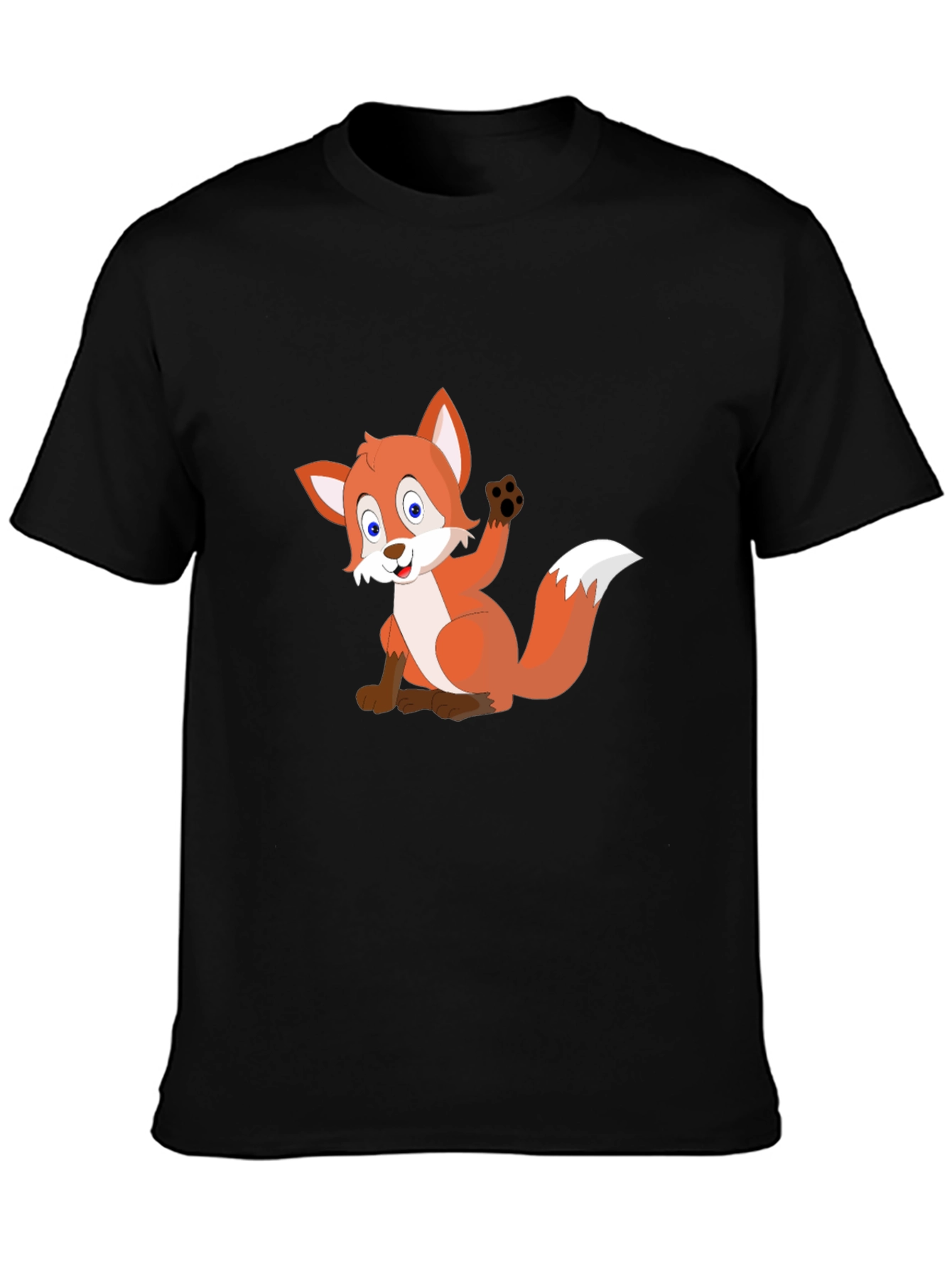 Cartoon Fox Black T-Shirt