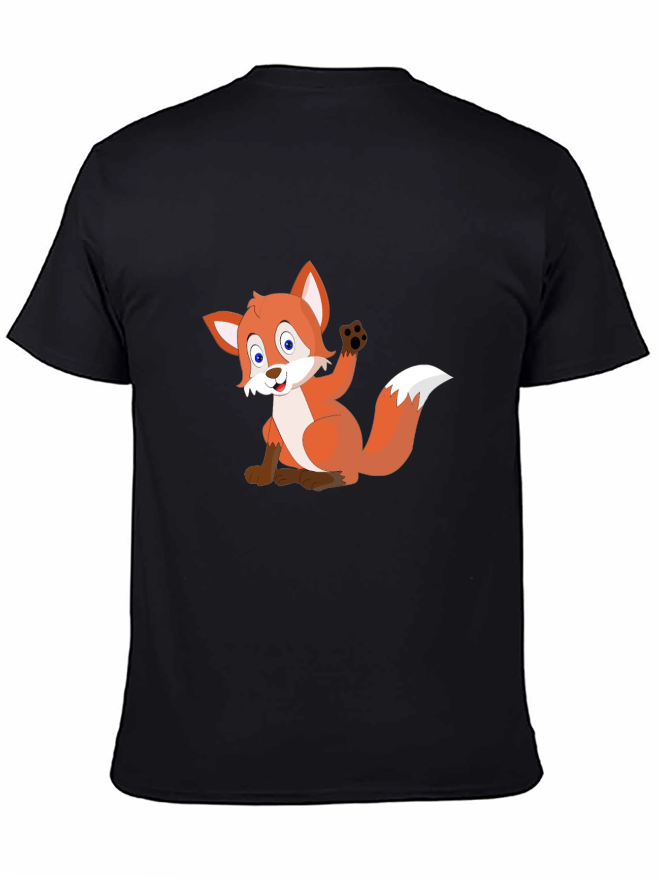 Cartoon Fox Black T-Shirt