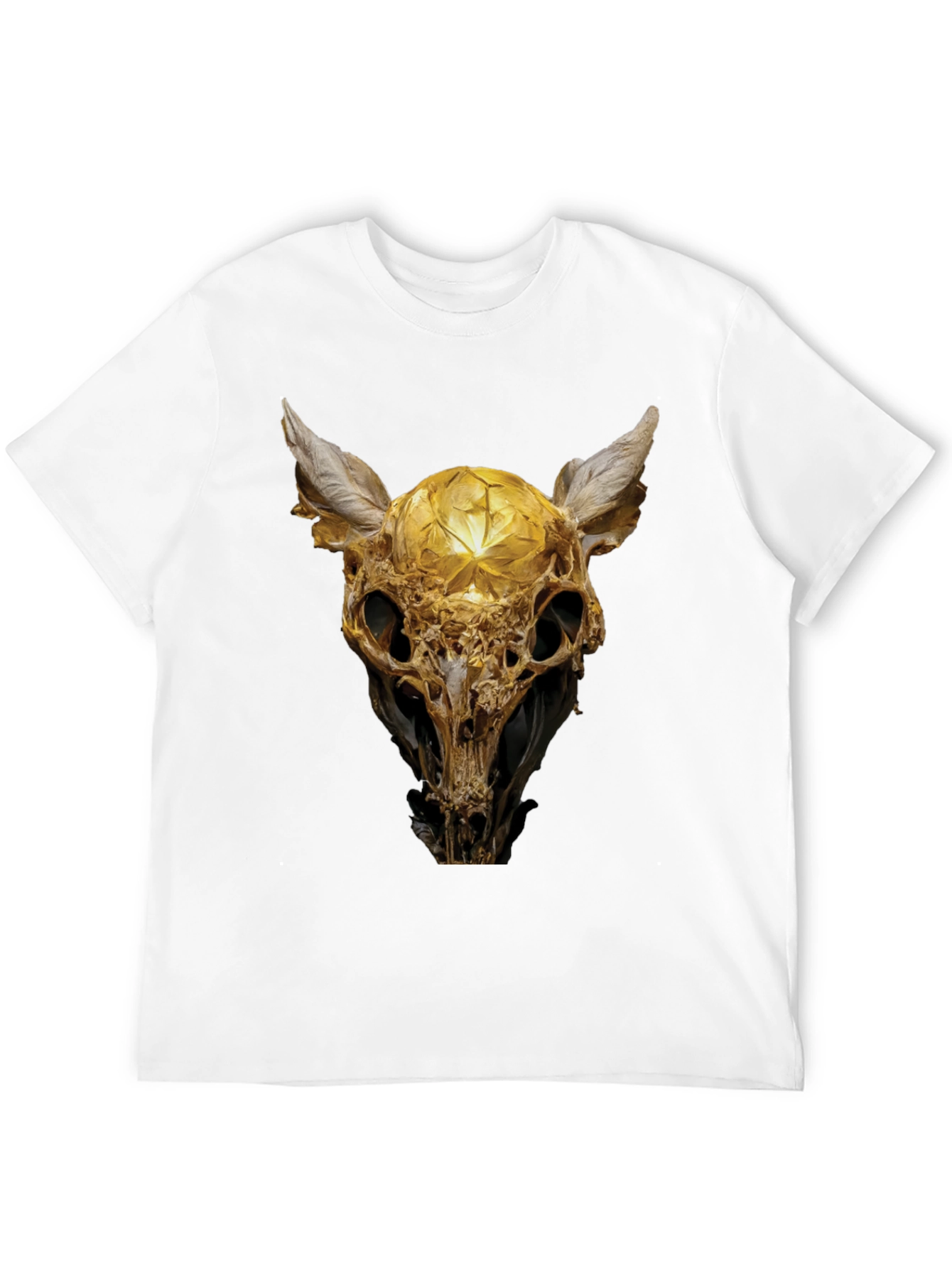 Golden Skull Art Graphic Print T-Shirt