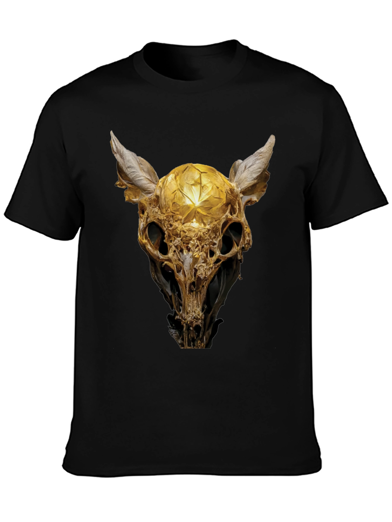 Golden Skull Art Graphic Print T-Shirt