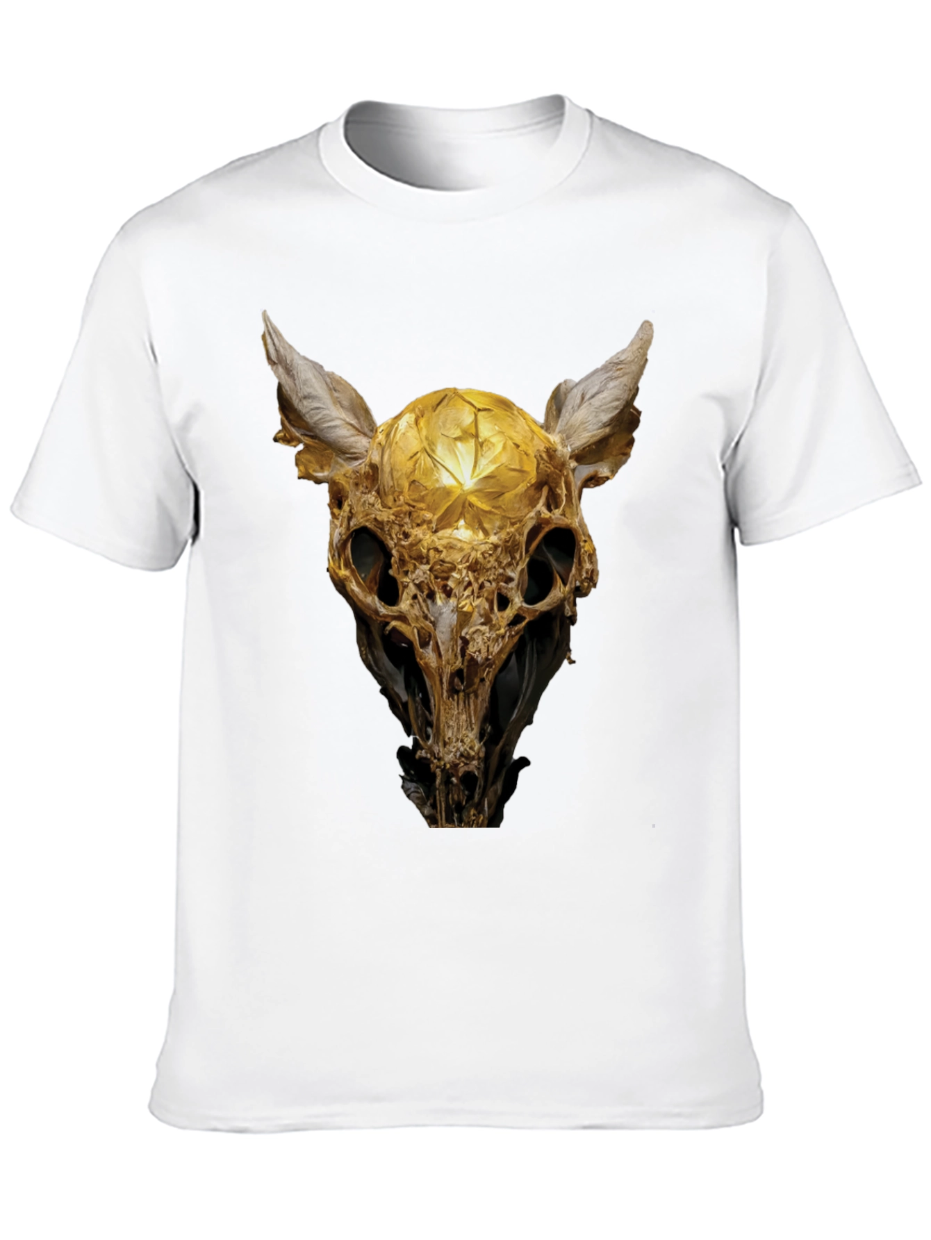 Golden Skull Art Graphic Print T-Shirt