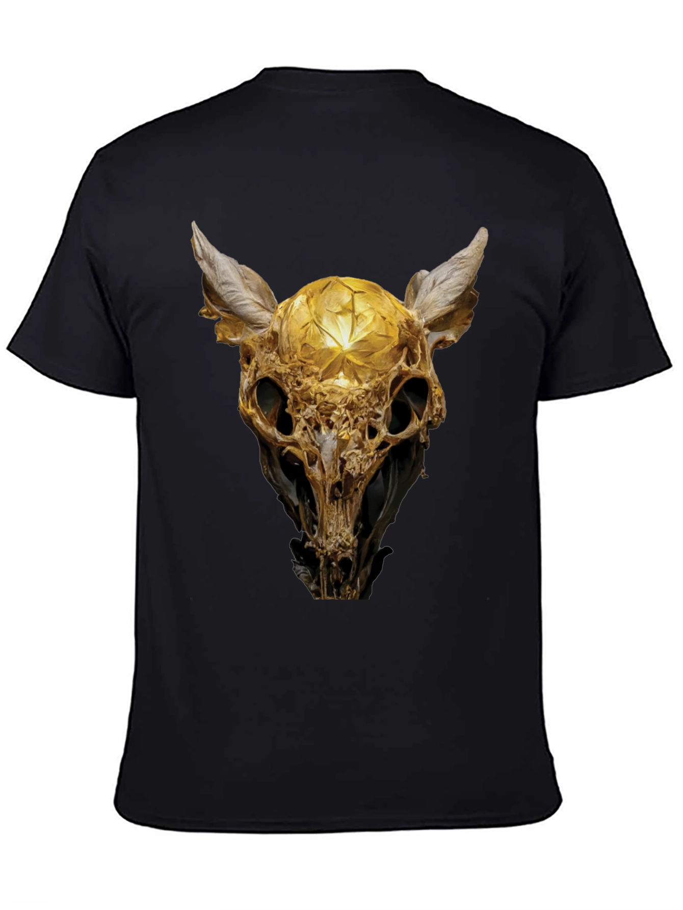 Golden Skull Art Graphic Print T-Shirt