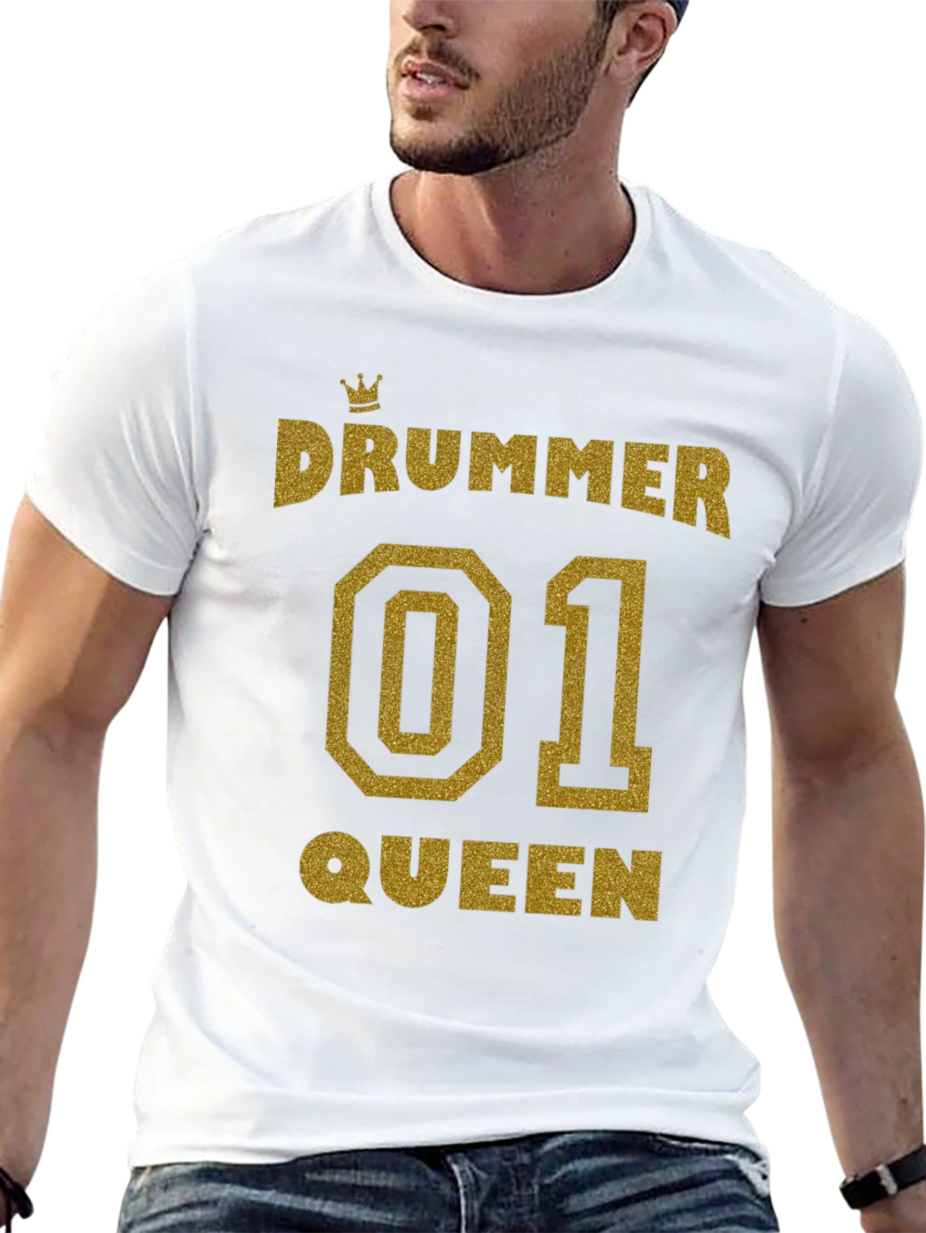 Drummer Queen 01 Glitter Print T-Shirt