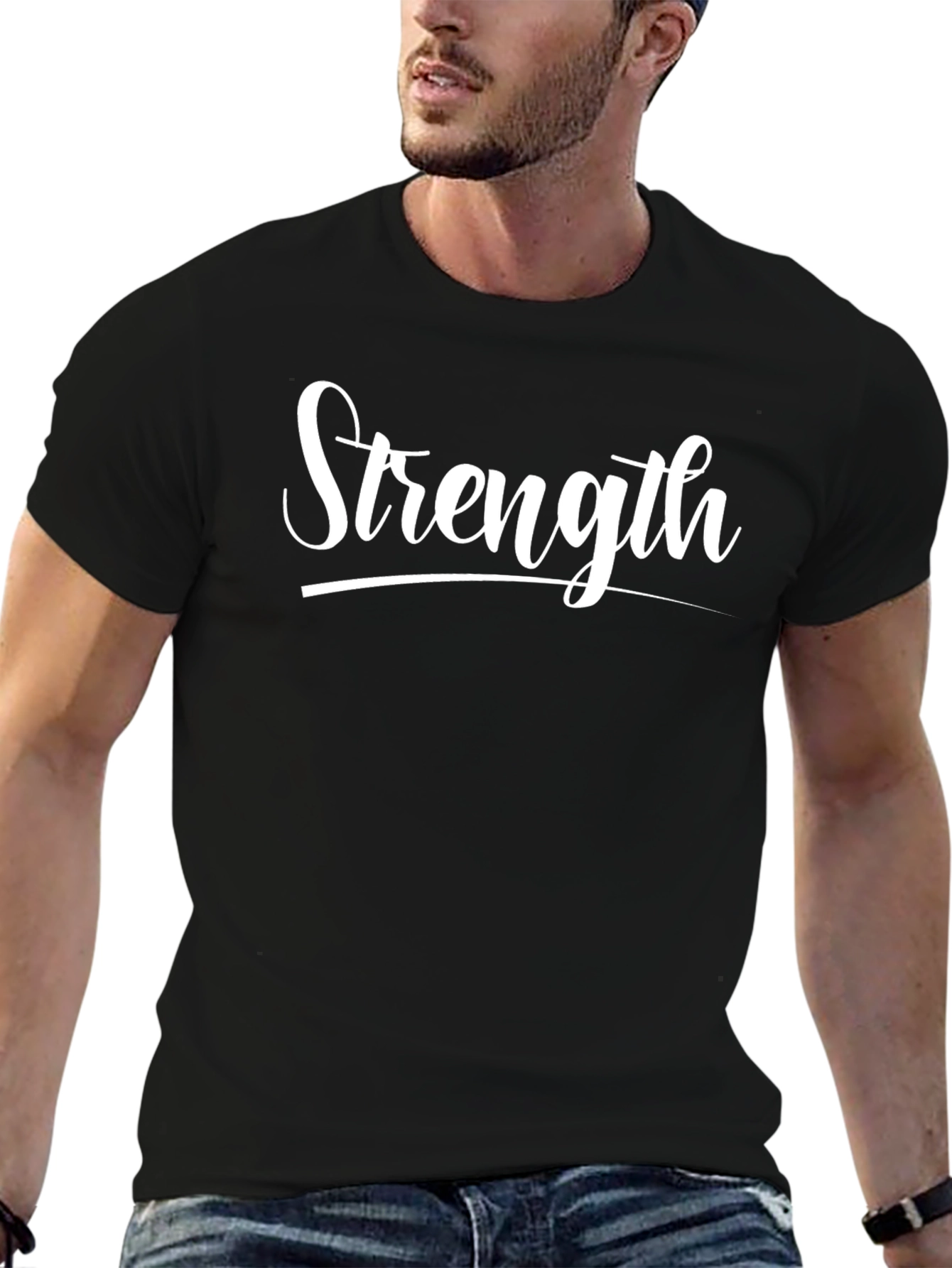 Strength Graphic Print Black T-Shirt