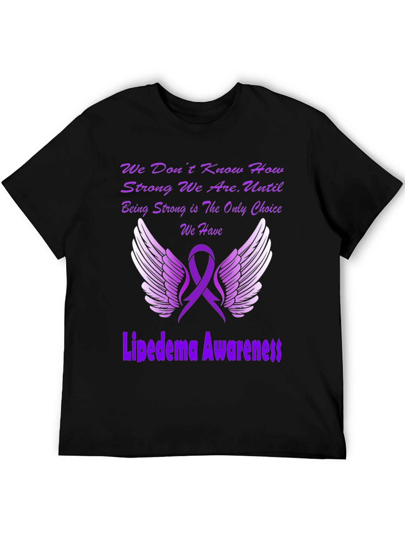 Lipedema Awareness T-Shirt Purple Ribbon Angel Wings