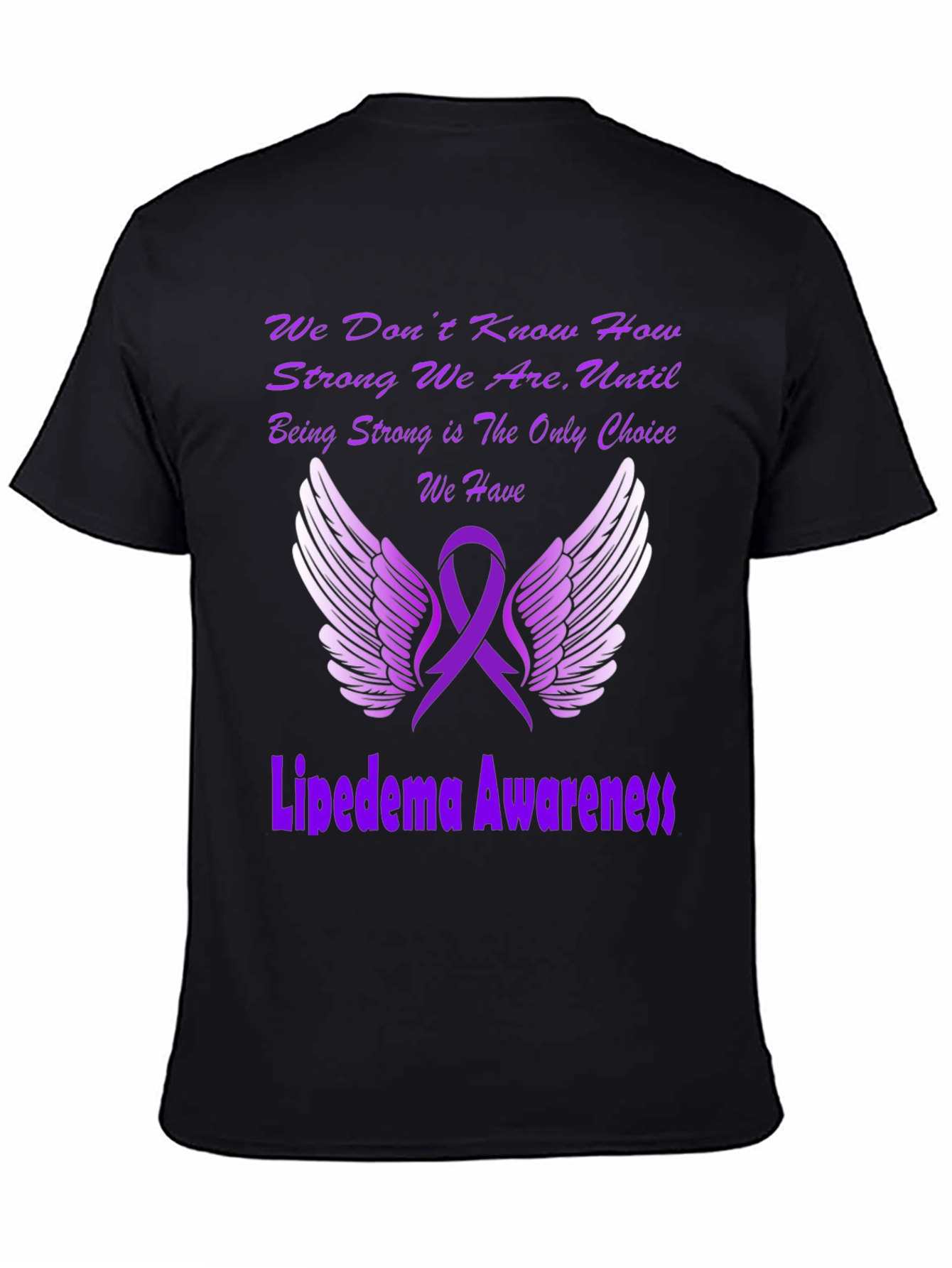 Lipedema Awareness T-Shirt Purple Ribbon Angel Wings