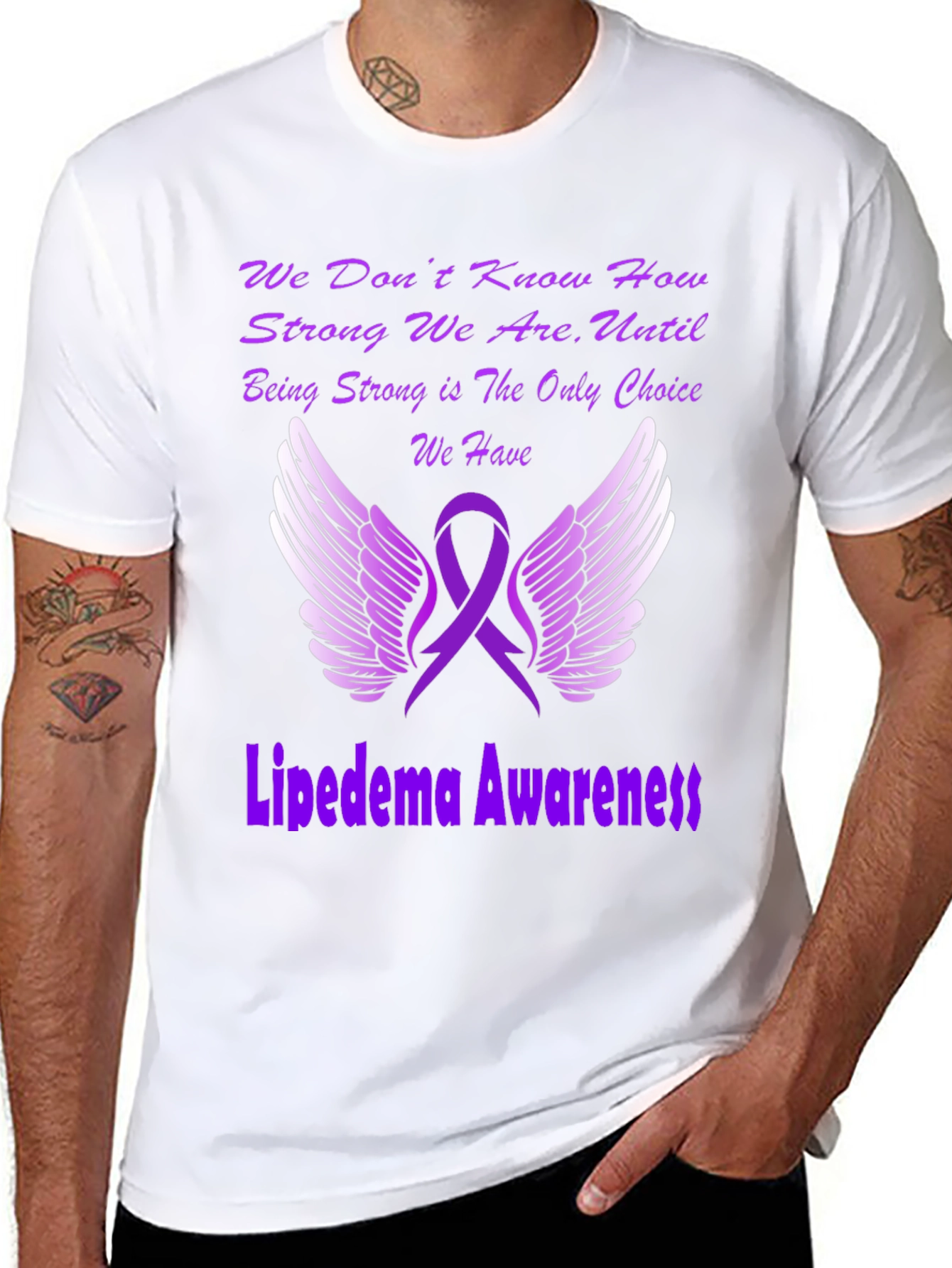 Lipedema Awareness T-Shirt Purple Ribbon Angel Wings