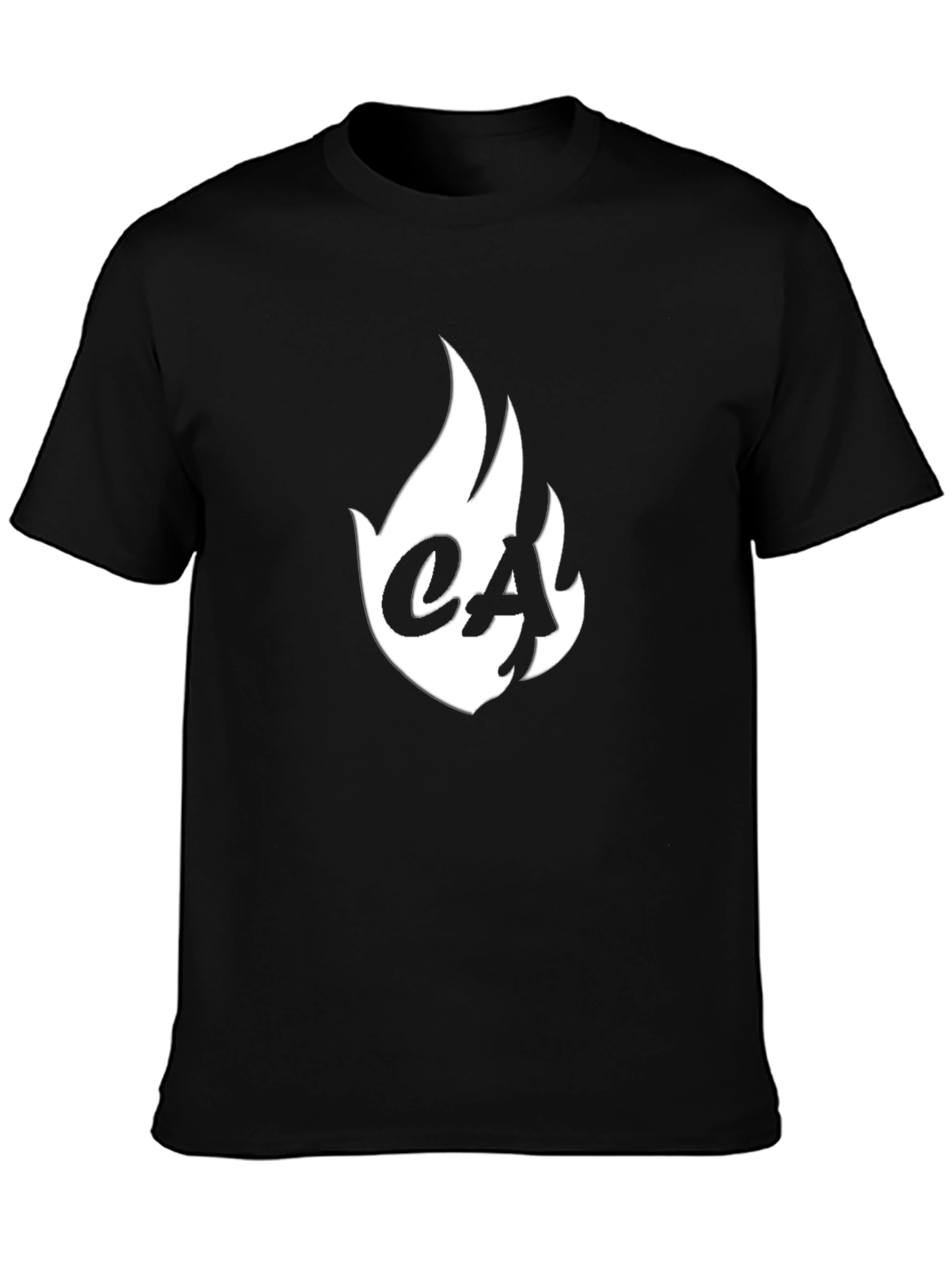 Black T-Shirt with Flame Logo - Casual Style