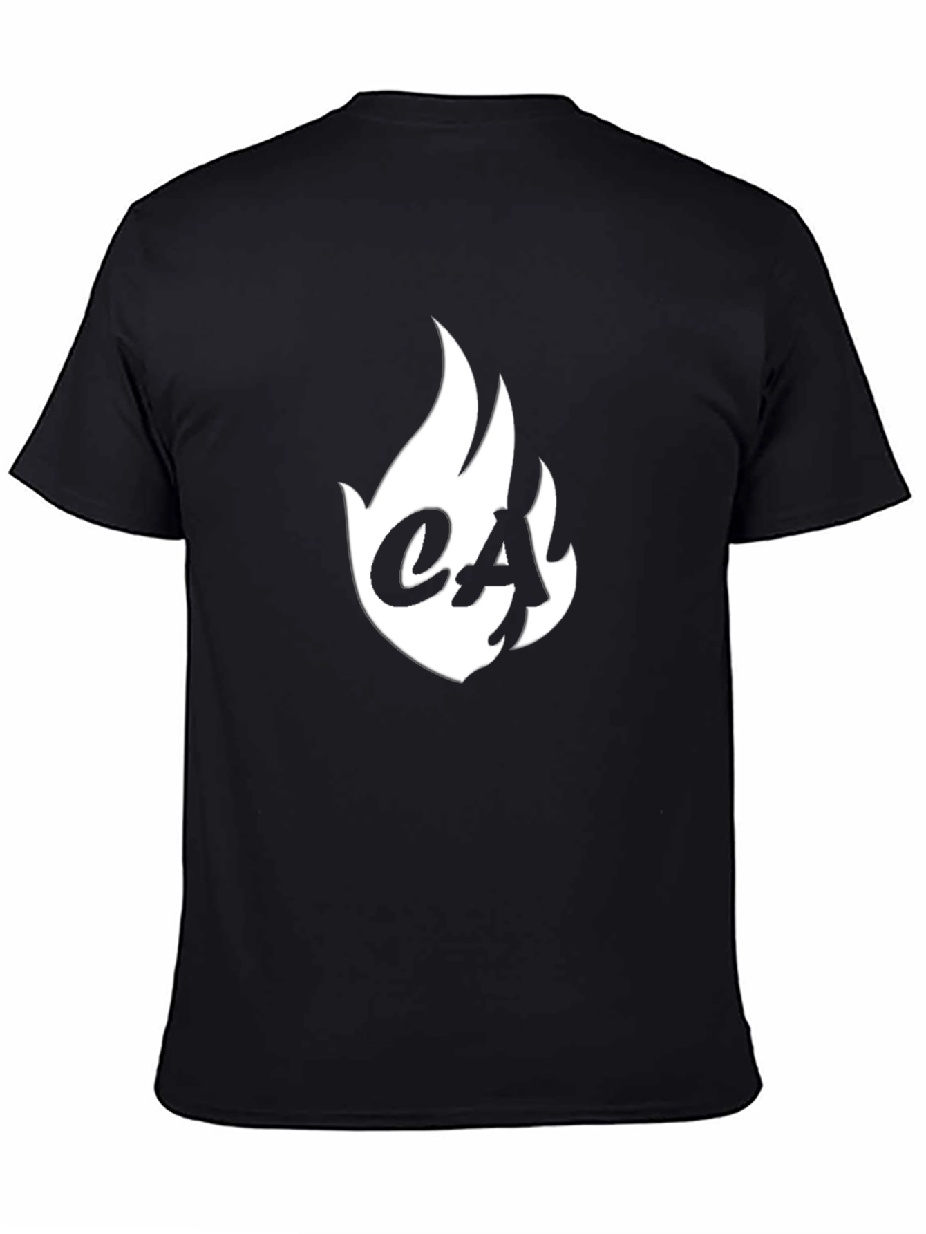 Black T-Shirt with Flame Logo - Casual Style