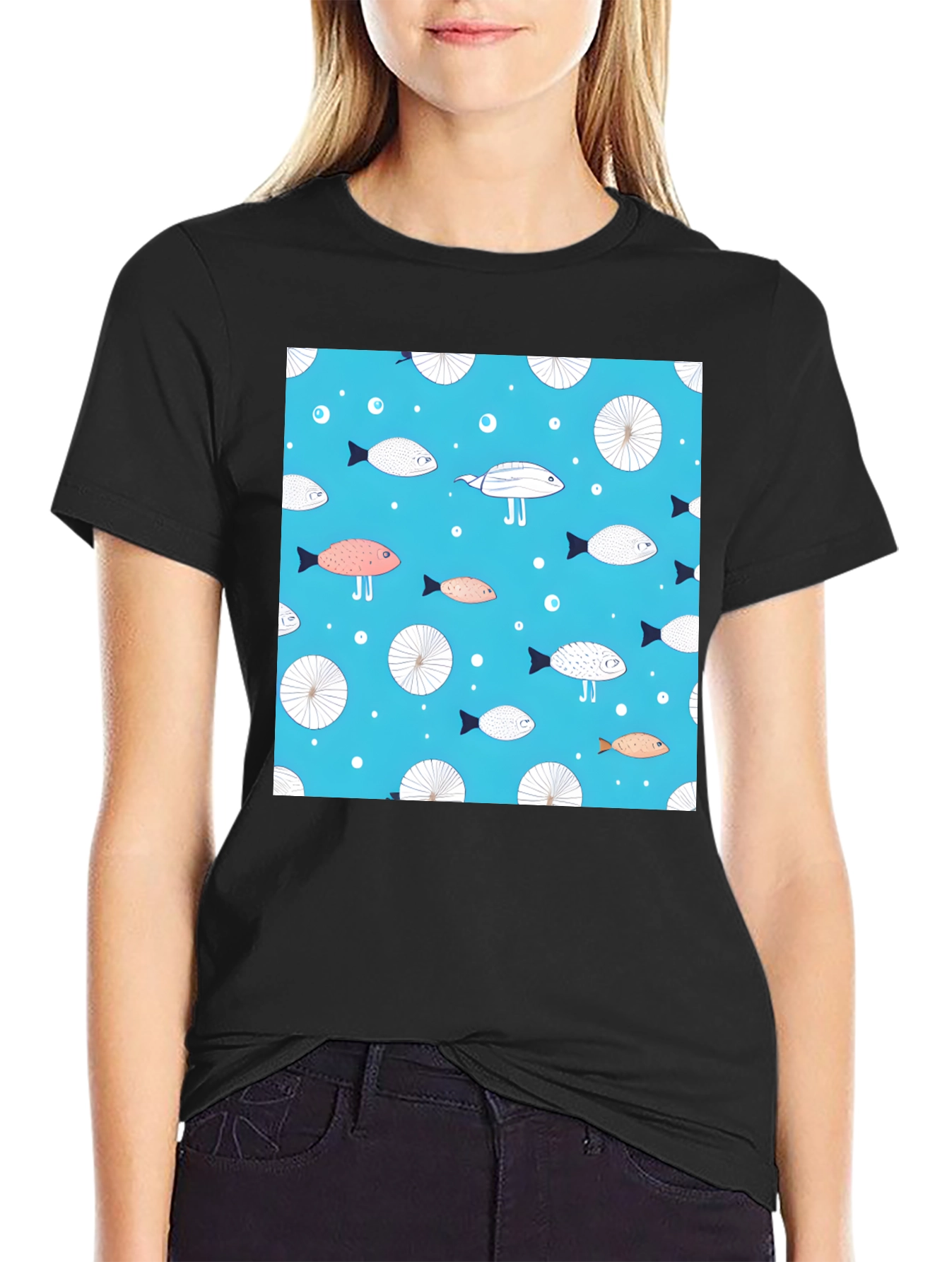 Fun Fish Pattern Tee - Unique Aquatic Design