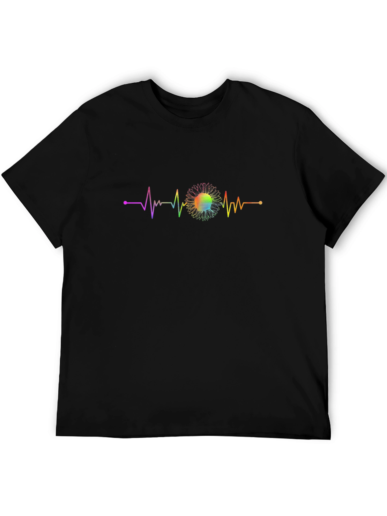 Sunflower Heartbeat Graphic Tee - Black