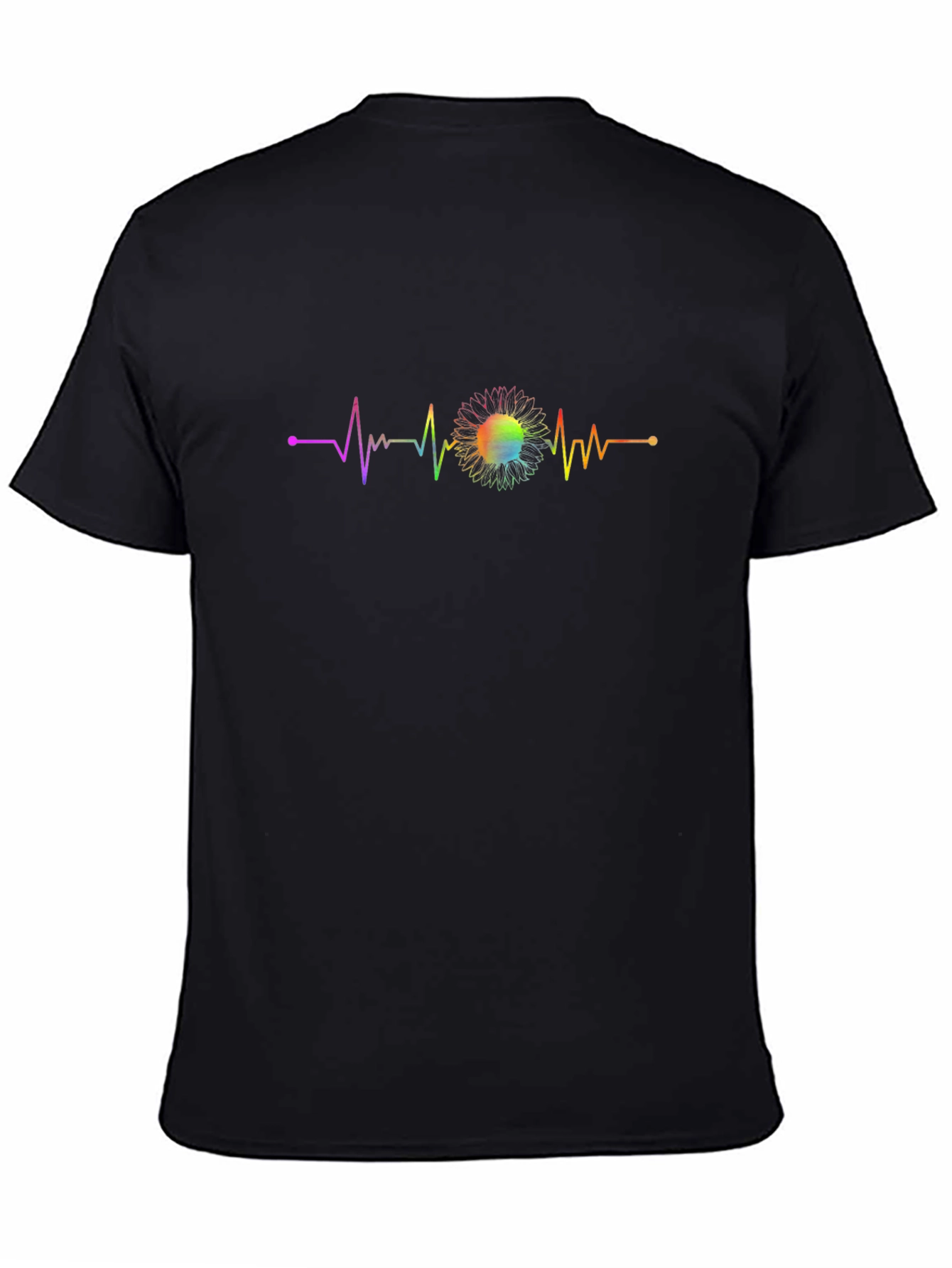 Sunflower Heartbeat Graphic Tee - Black