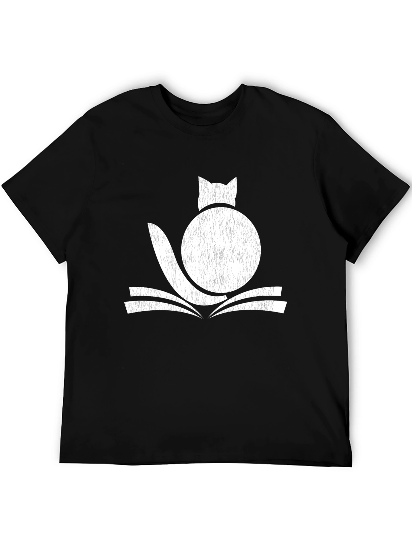 Cat on Book Graphic Tee - Black