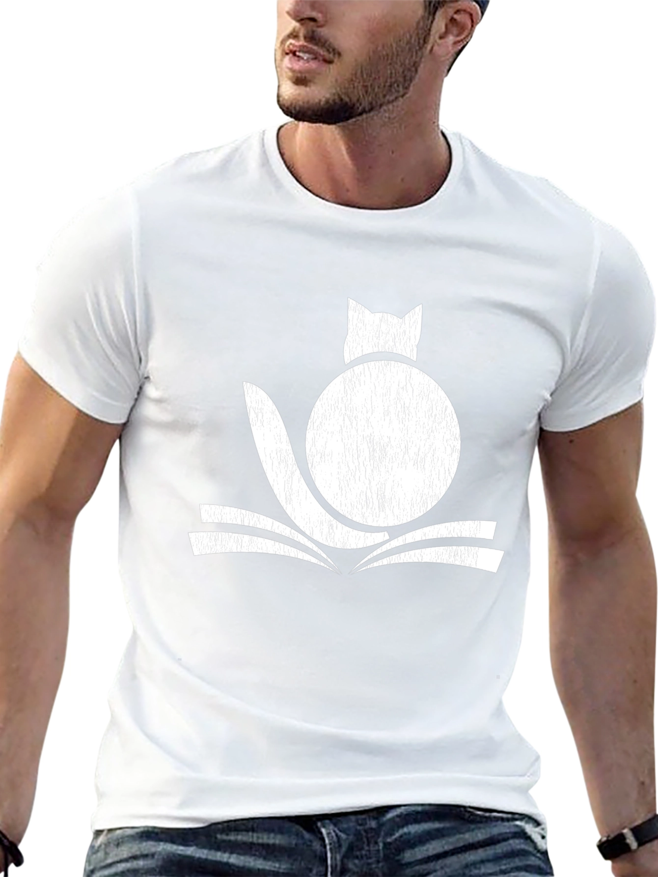 Cat on Book Graphic Tee - Black
