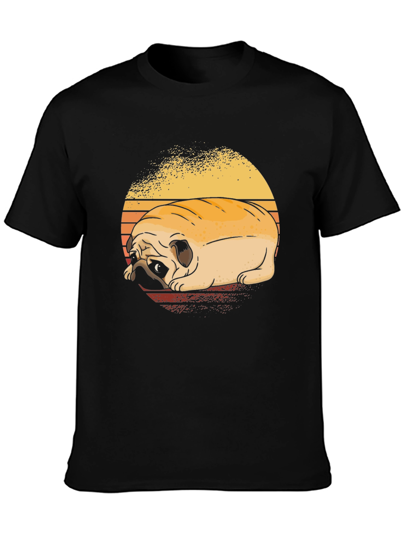 Sad Pug Dog Graphic Black T-Shirt