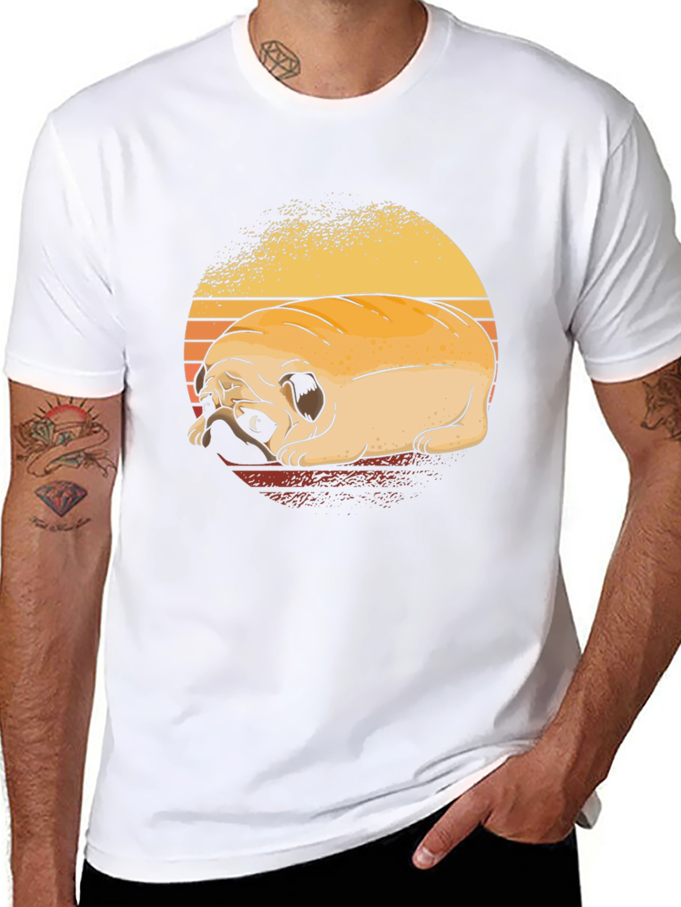 Sad Pug Dog Graphic Black T-Shirt