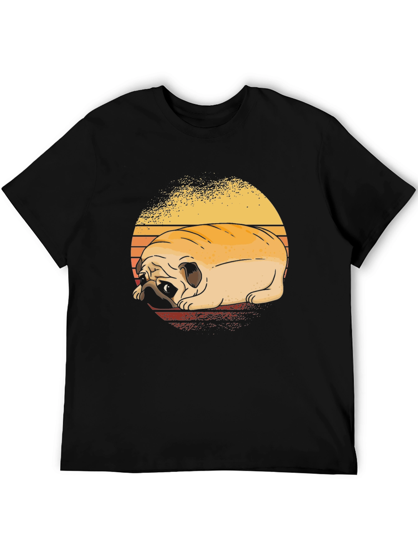 Sad Pug Dog Graphic Black T-Shirt