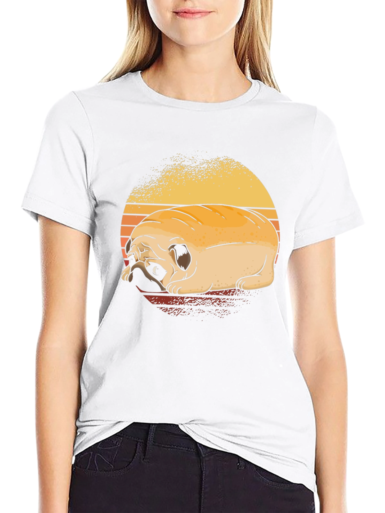 Sad Pug Dog Graphic Black T-Shirt