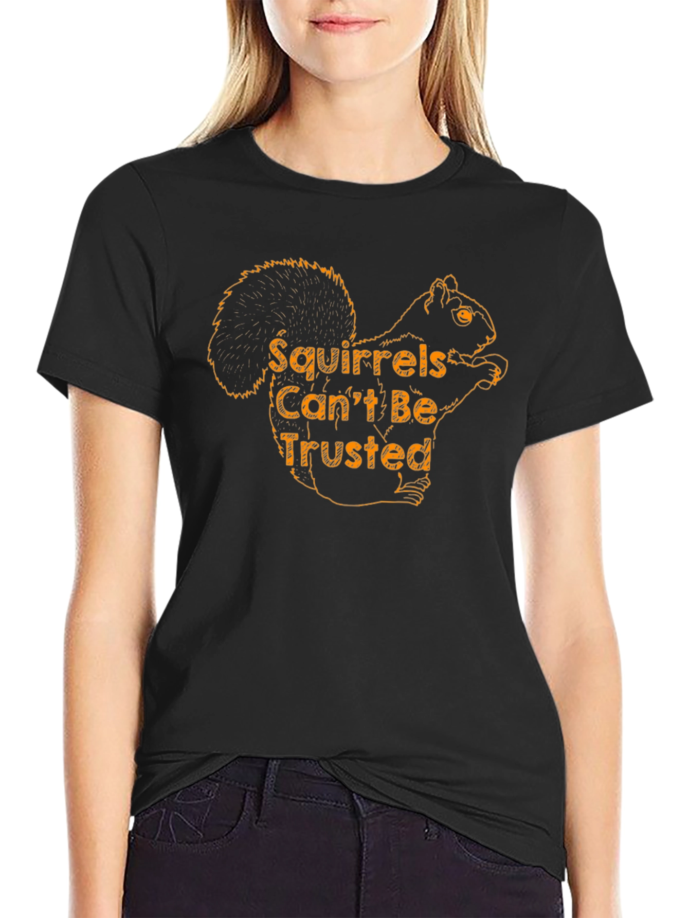 Squirrels Cant Be Trusted - Black T-Shirt