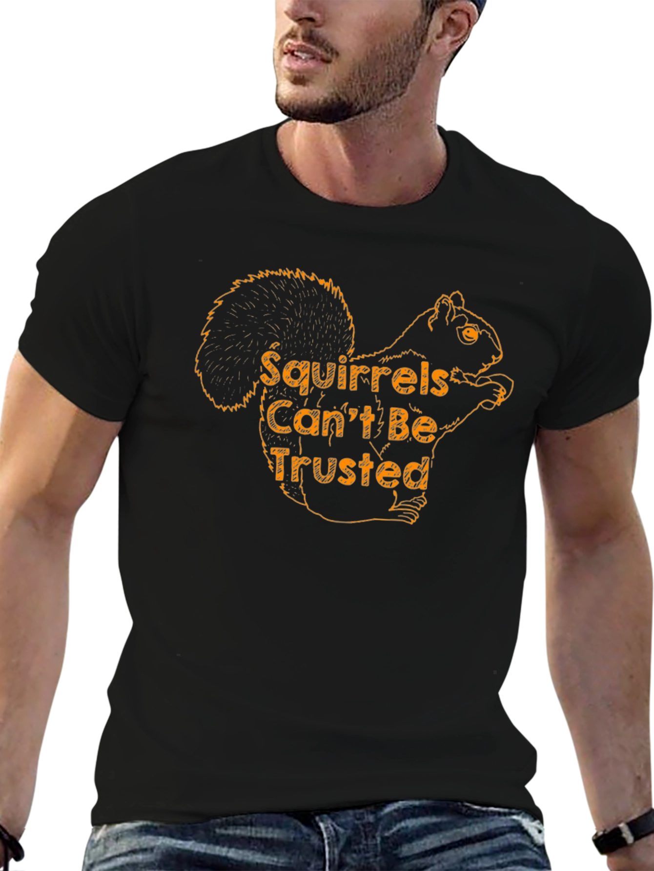 Squirrels Cant Be Trusted - Black T-Shirt