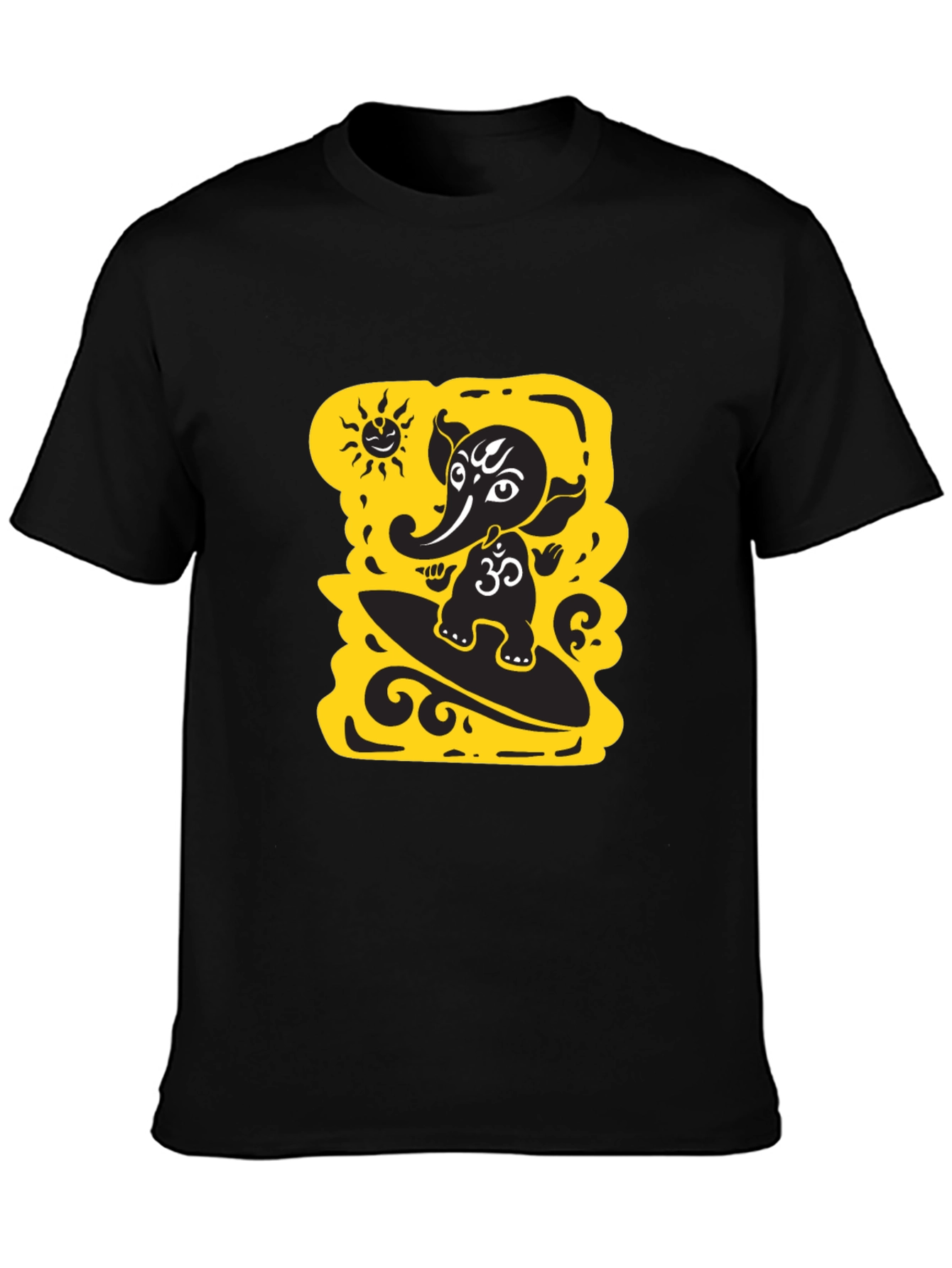 Surfing Ganesha Black T-Shirt