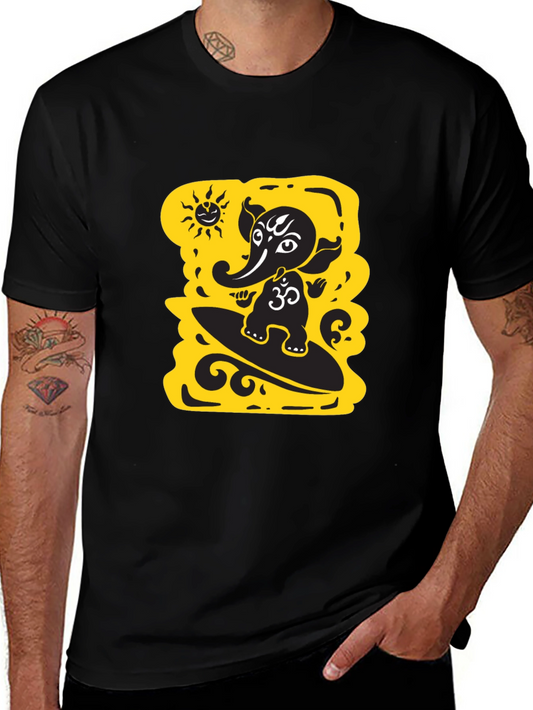Surfing Ganesha Black T-Shirt