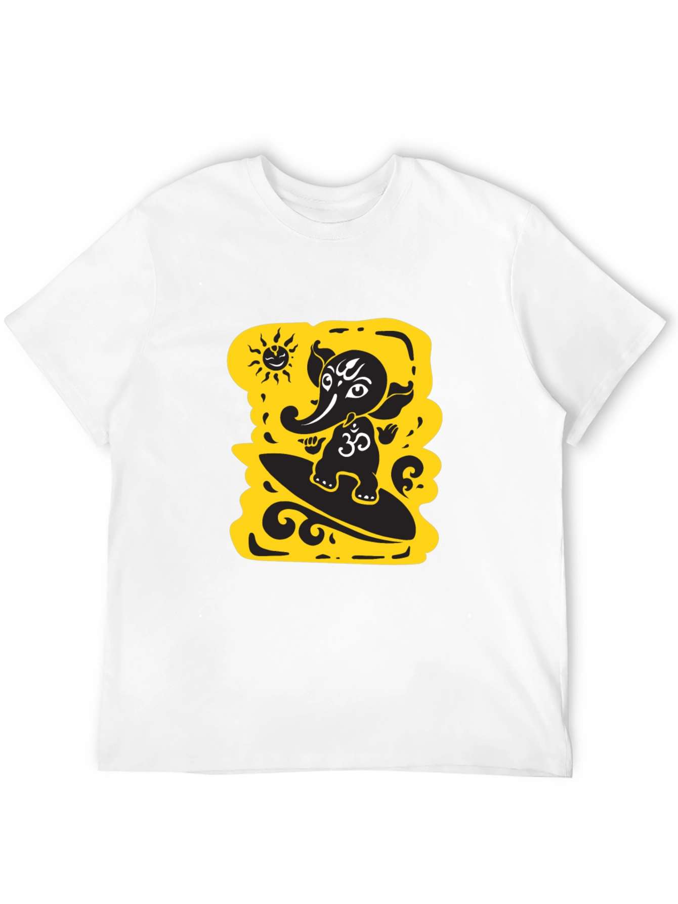 Surfing Ganesha Black T-Shirt