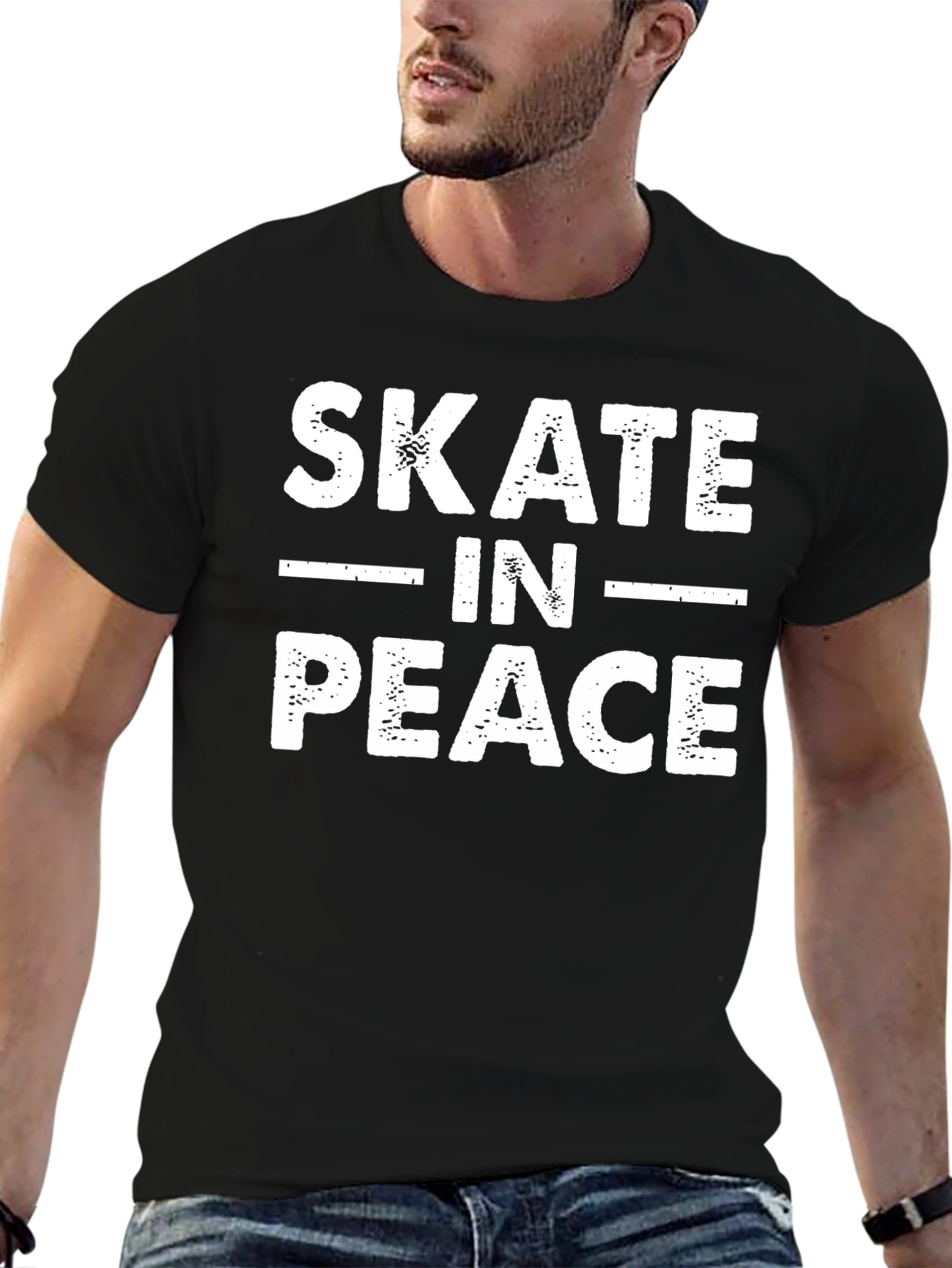 Skate in Peace Black Graphic Tee Shirt