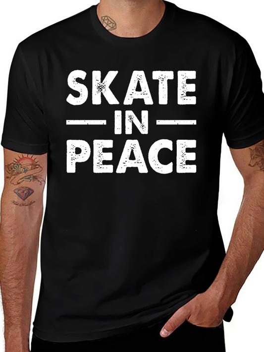 Skate in Peace Black Graphic Tee Shirt