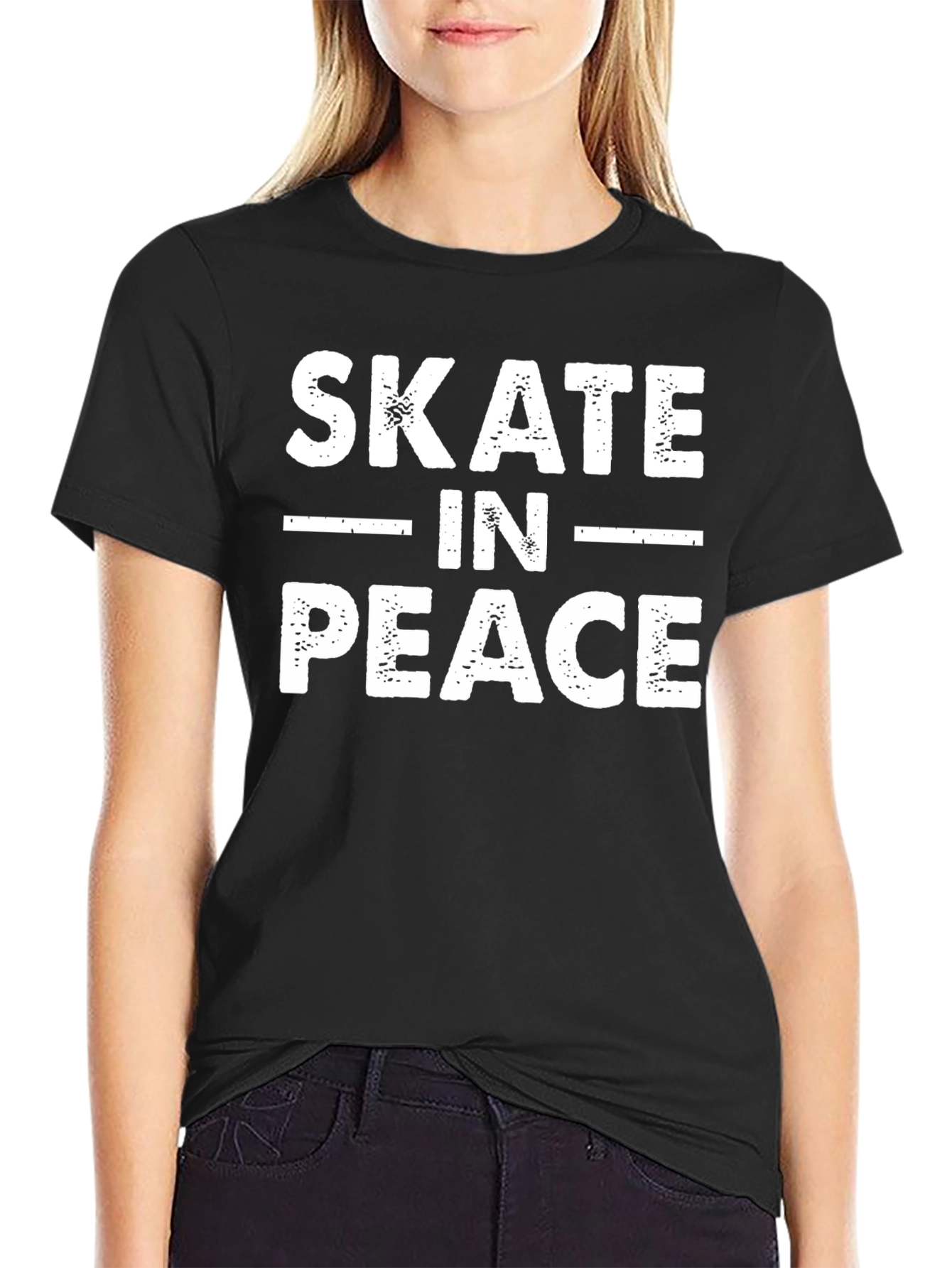 Skate in Peace Black Graphic Tee Shirt