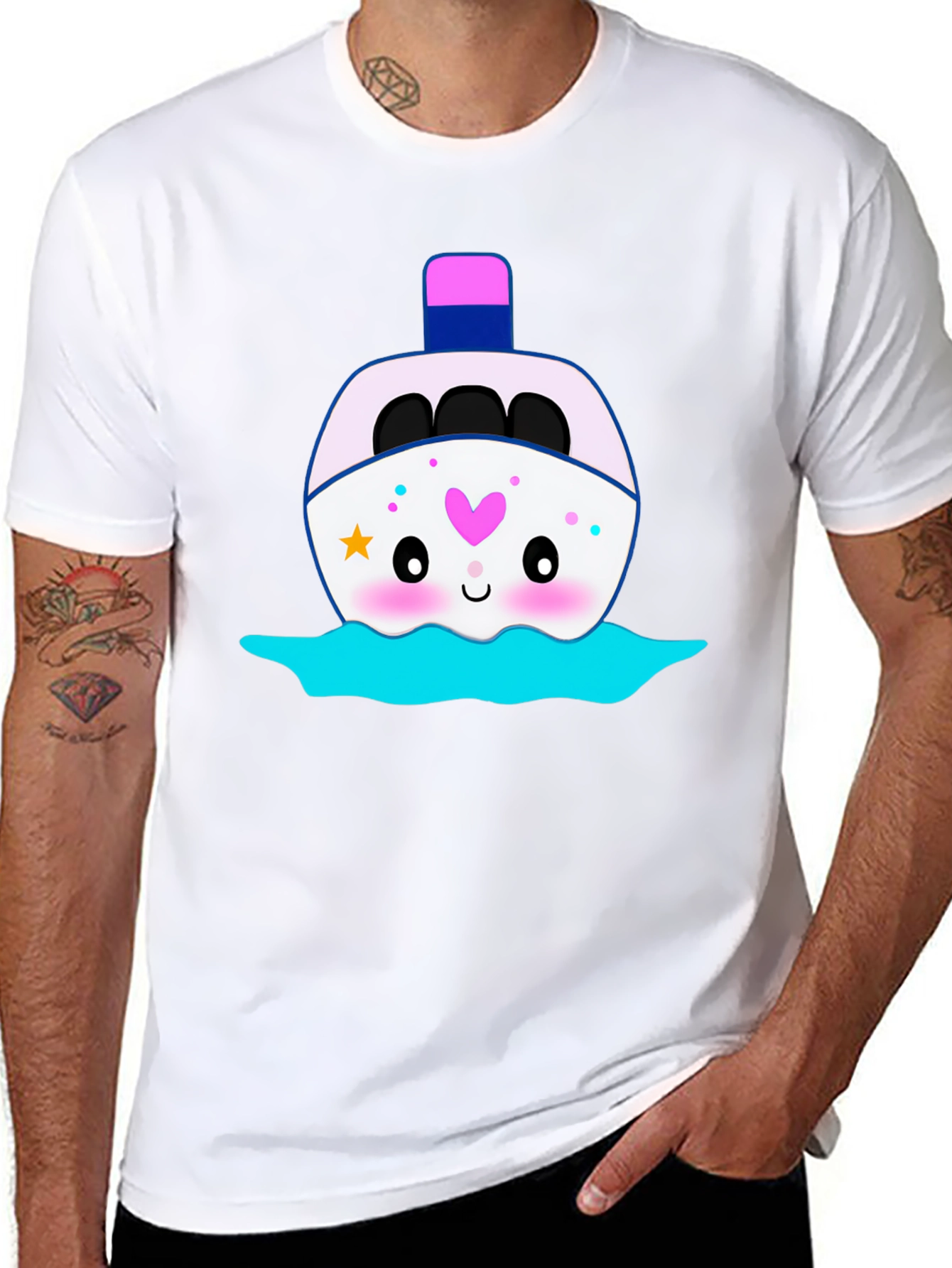 Kawaii Boat Graphic Tee - Black Unisex T-Shirt