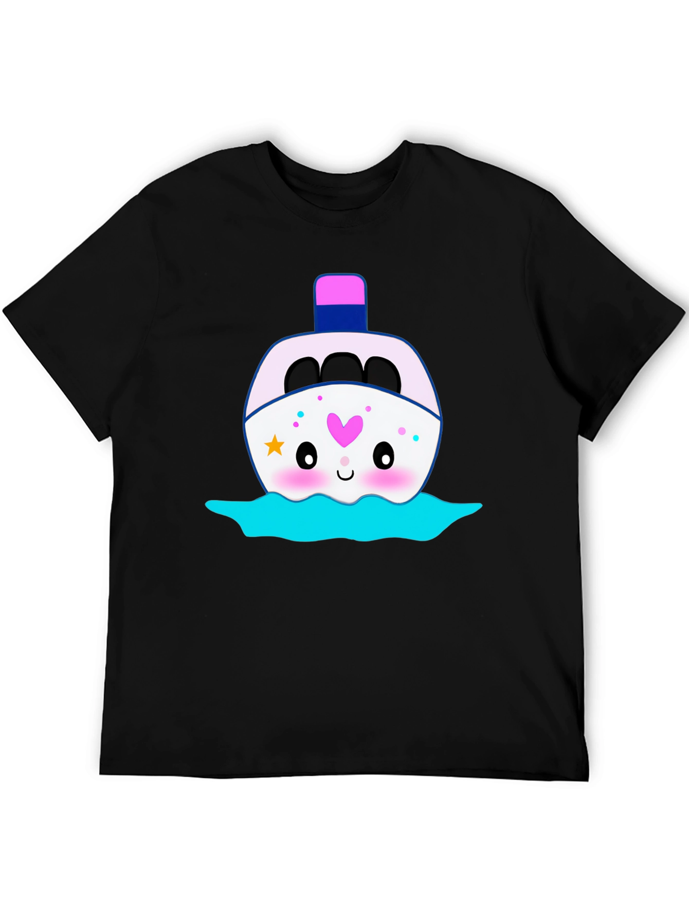 Kawaii Boat Graphic Tee - Black Unisex T-Shirt