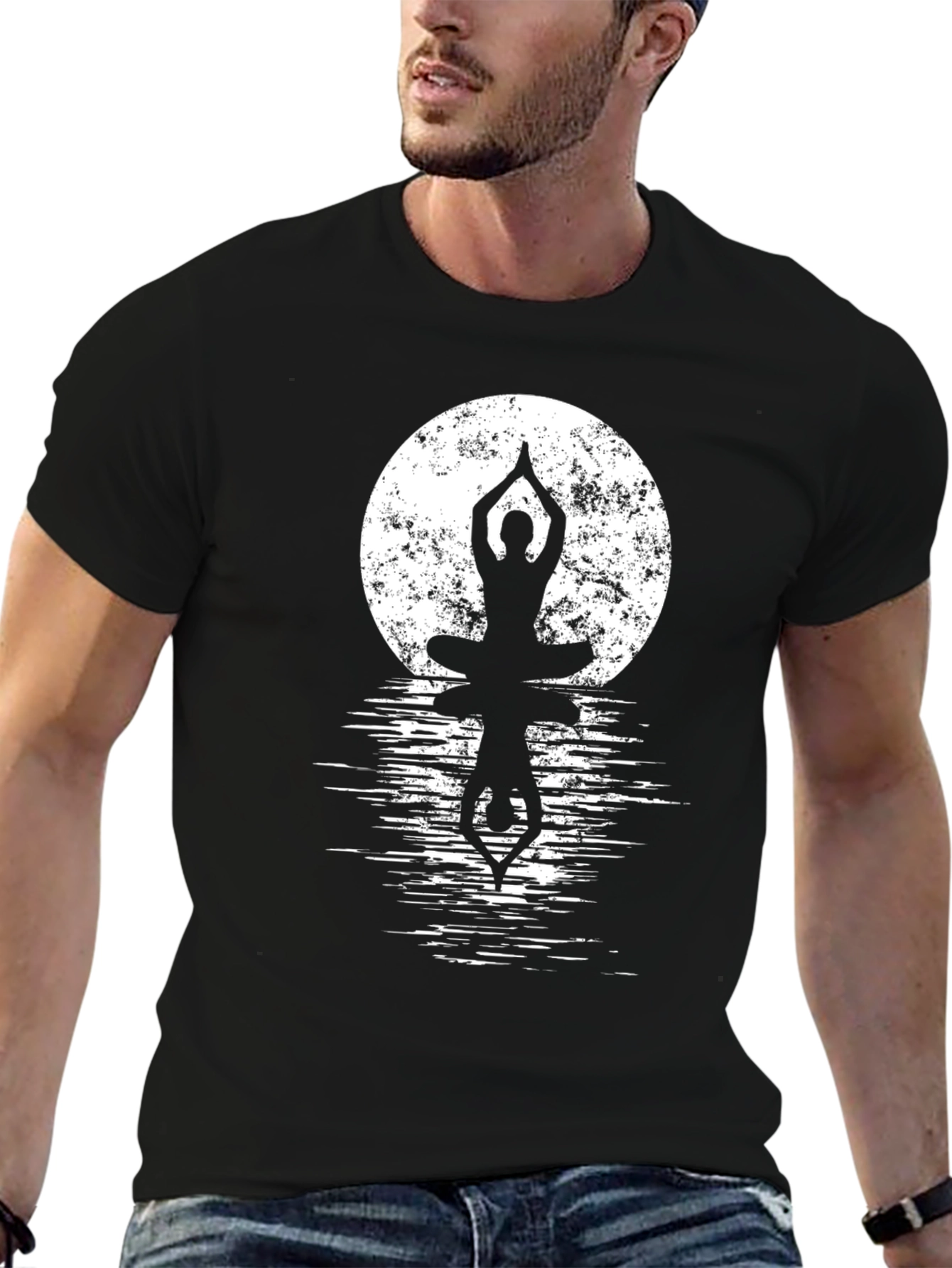 Yoga Moon Silhouette Tee - Meditation Zen Shirt
