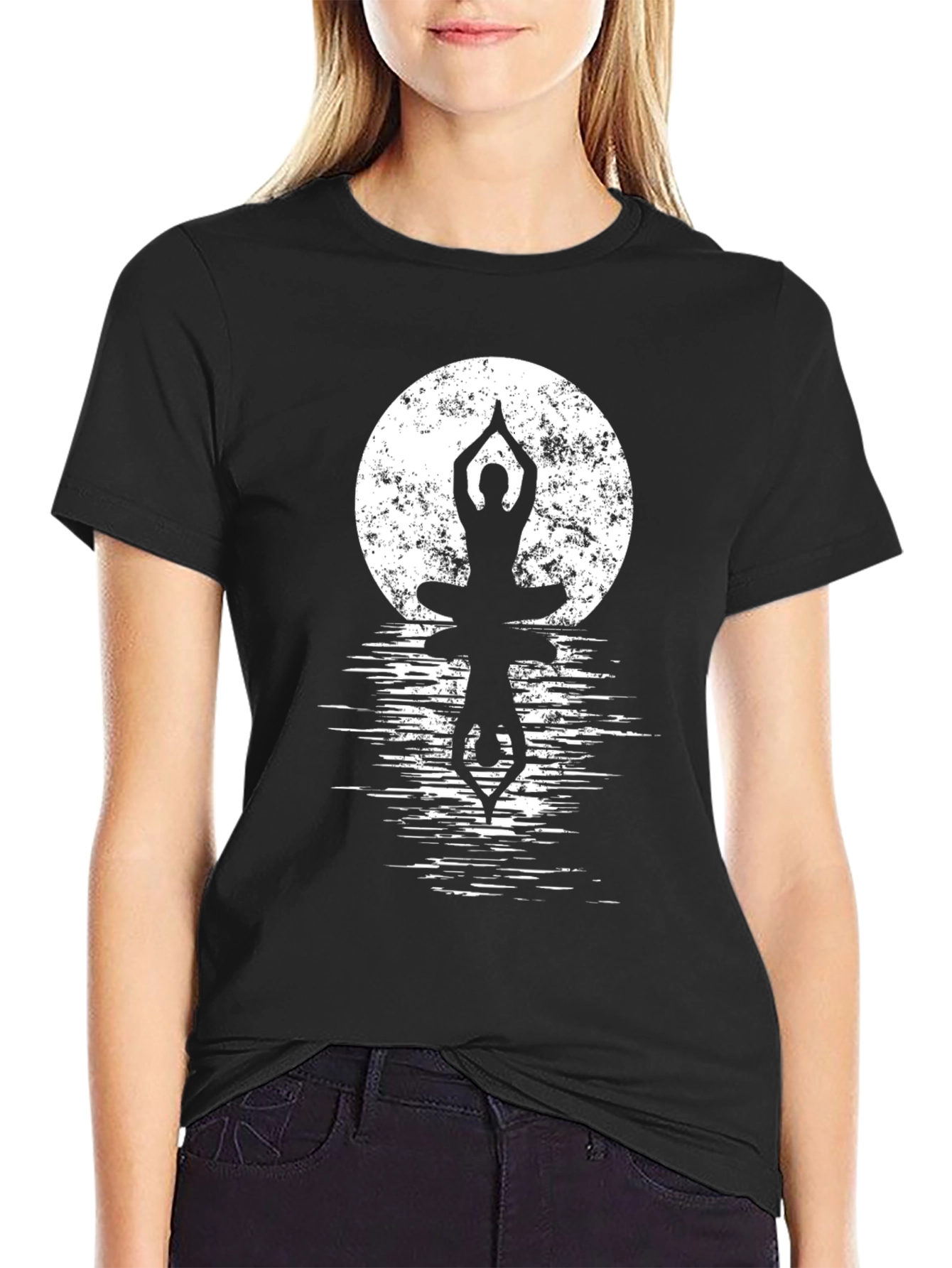 Yoga Moon Silhouette Tee - Meditation Zen Shirt