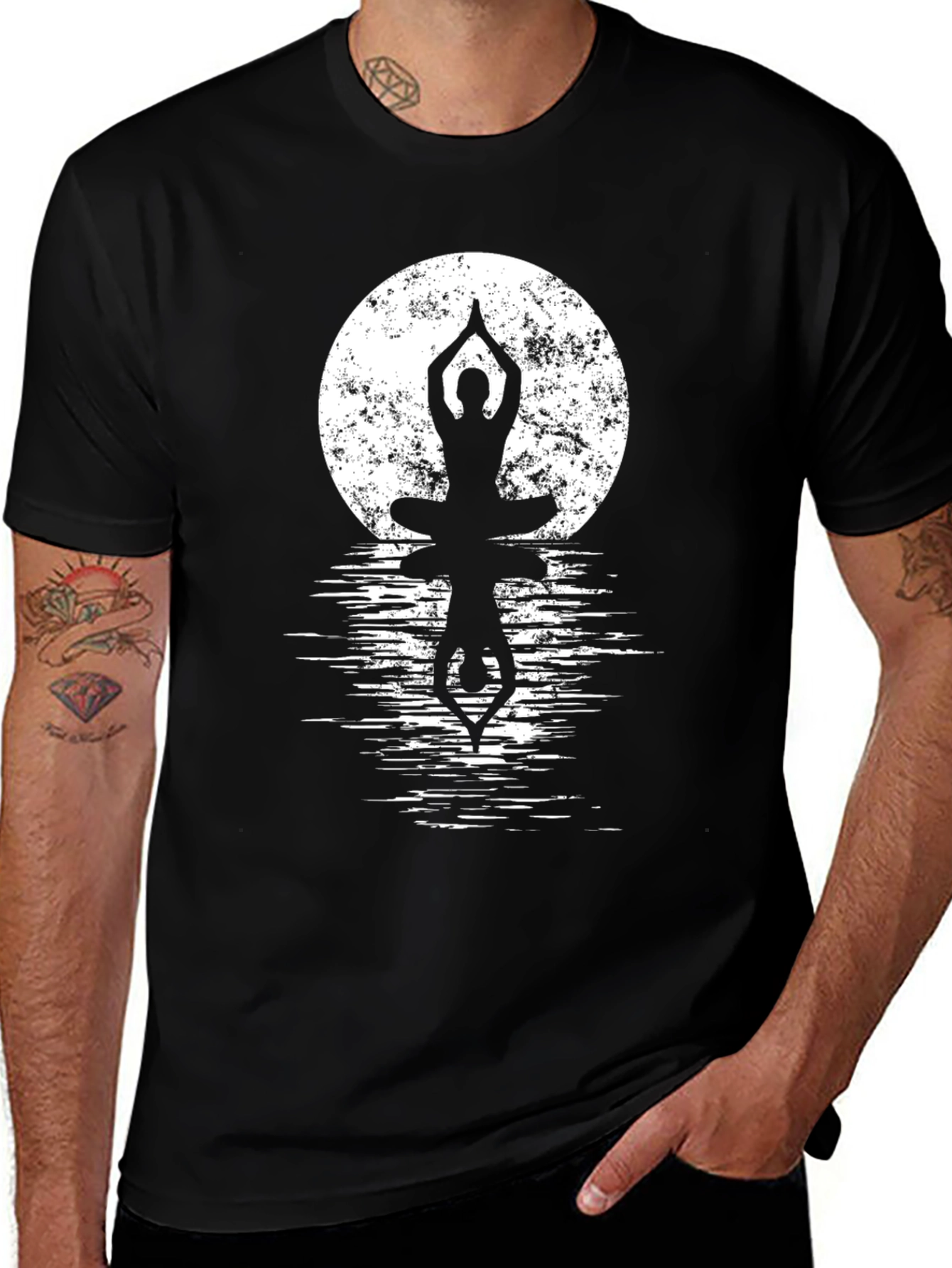 Yoga Moon Silhouette Tee - Meditation Zen Shirt