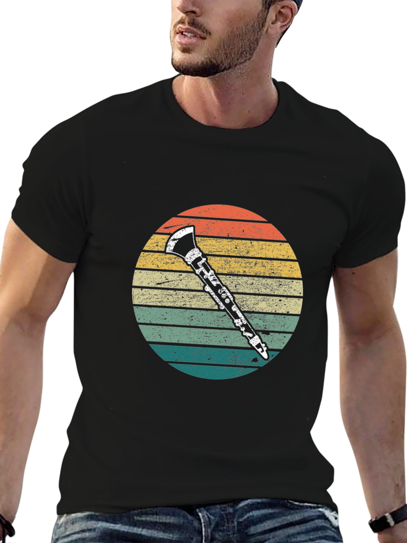 Retro Clarinet Sunset T-Shirt - Music Lover Tee