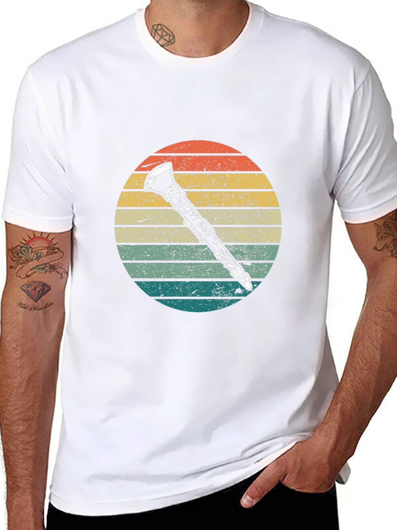 Retro Clarinet Sunset T-Shirt - Music Lover Tee