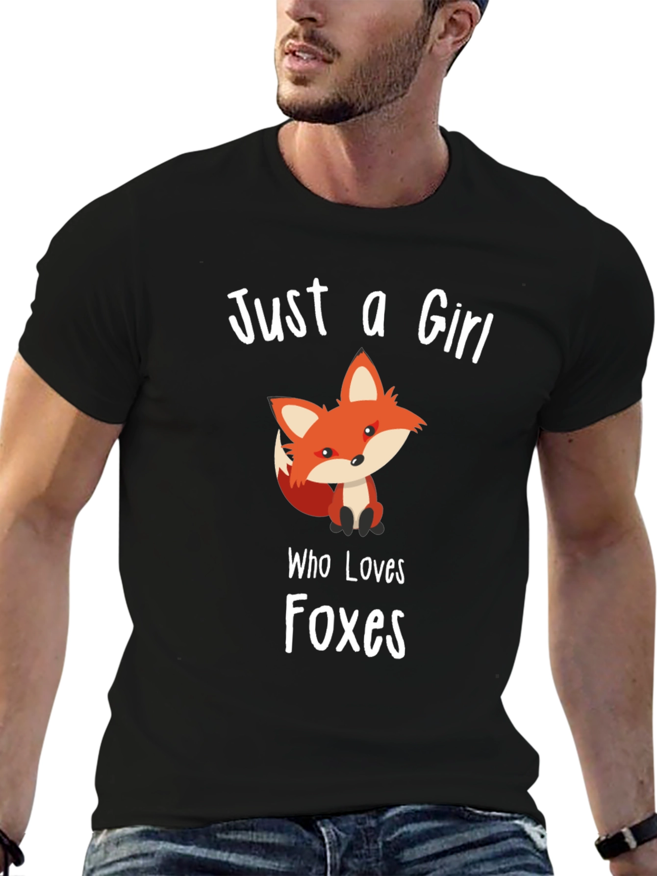 Just a Girl Who Loves Foxes Black T-Shirt