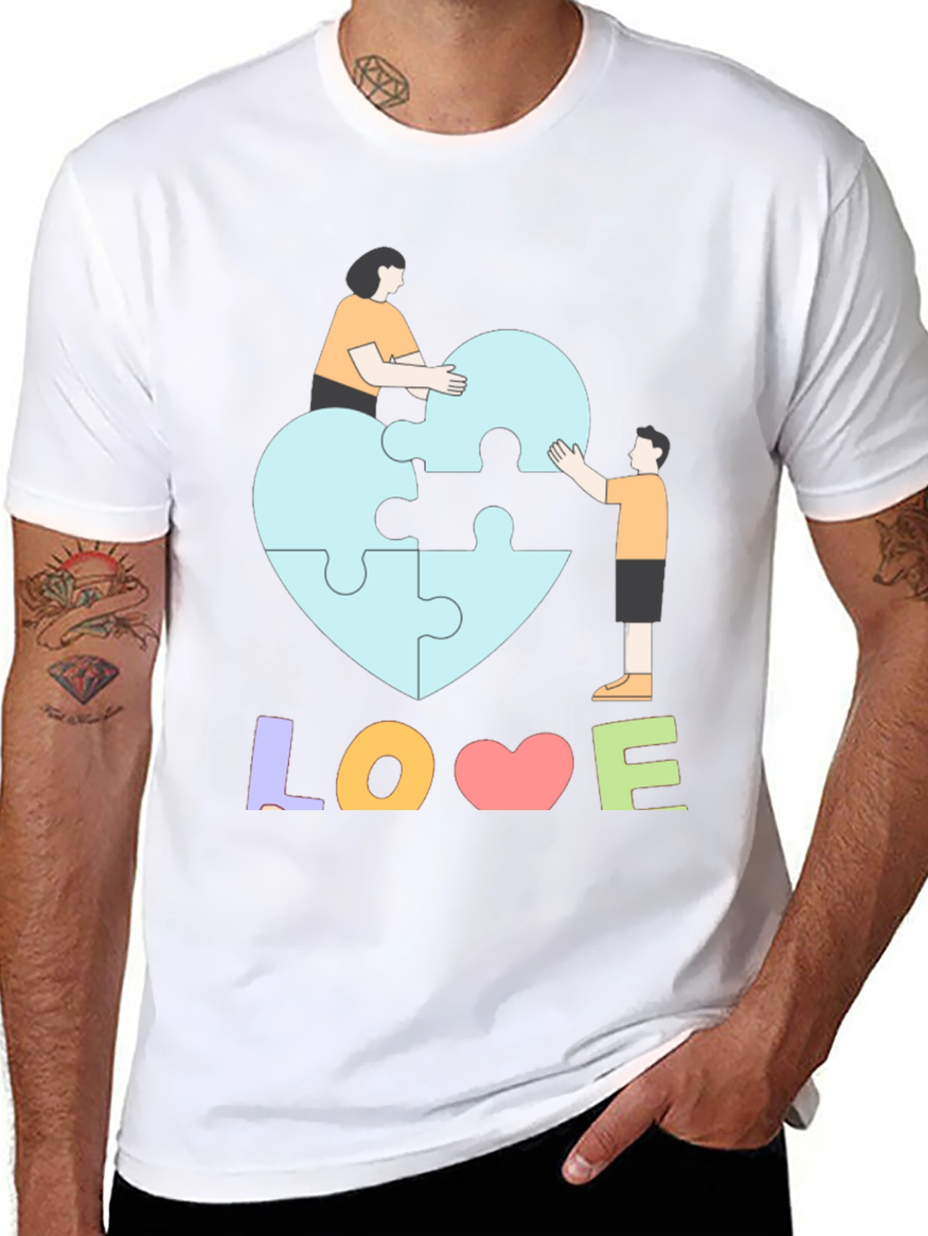 Autism Awareness Puzzle Piece Heart Love T-Shirt