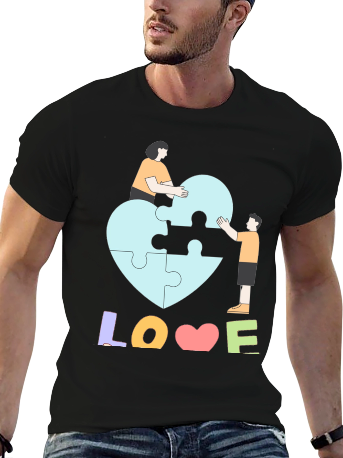 Autism Awareness Puzzle Piece Heart Love T-Shirt