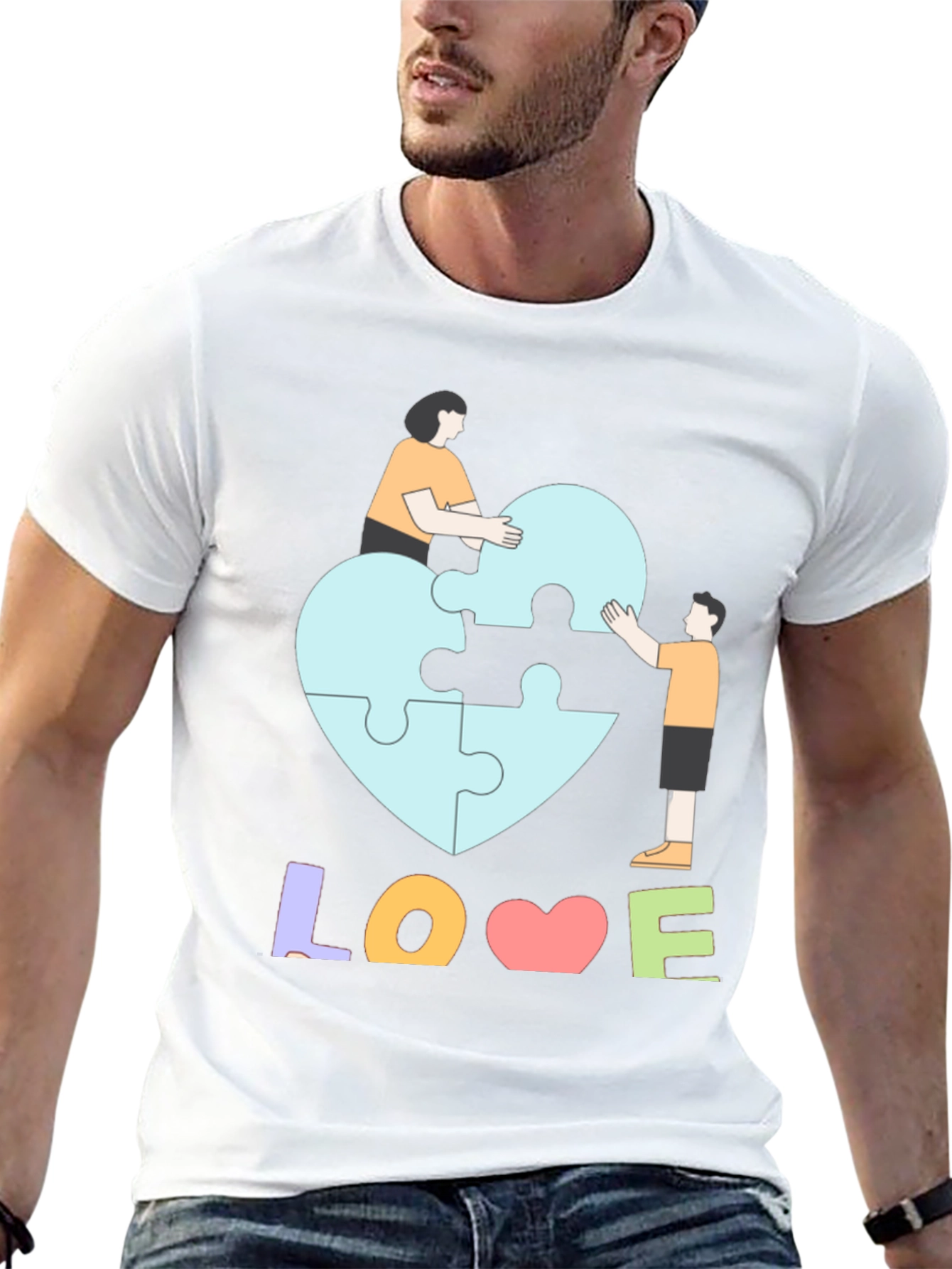 Autism Awareness Puzzle Piece Heart Love T-Shirt