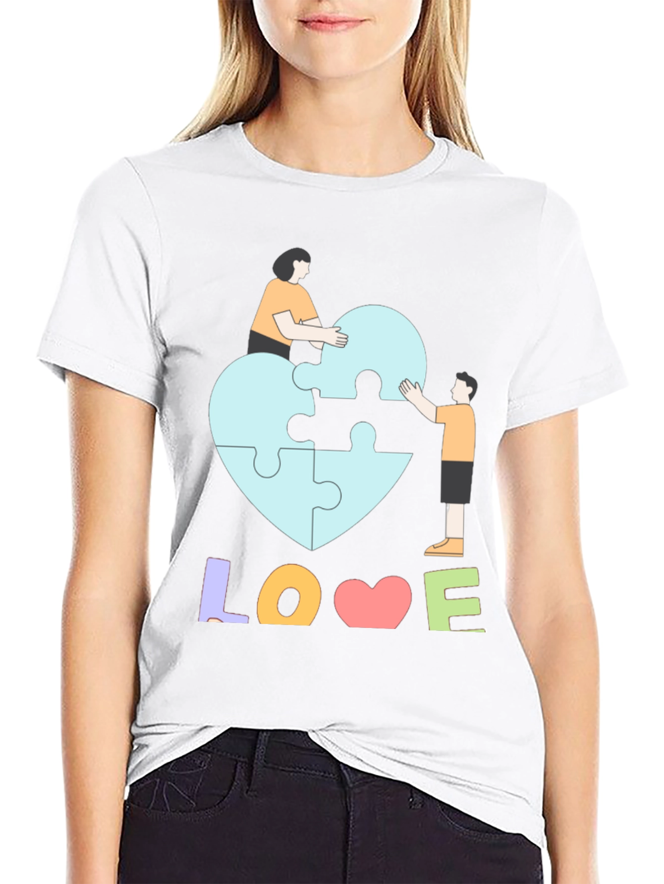 Autism Awareness Puzzle Piece Heart Love T-Shirt