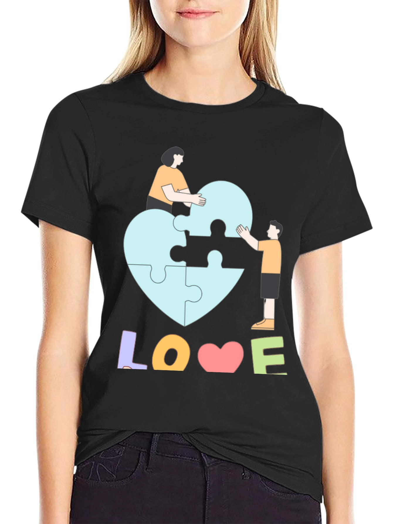 Autism Awareness Puzzle Piece Heart Love T-Shirt