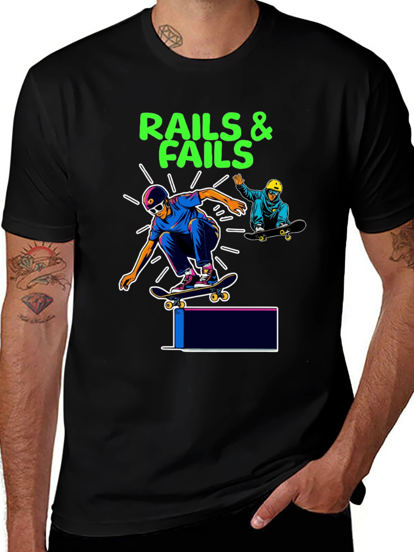 Rails & Fails Skateboarder Graphic Tee